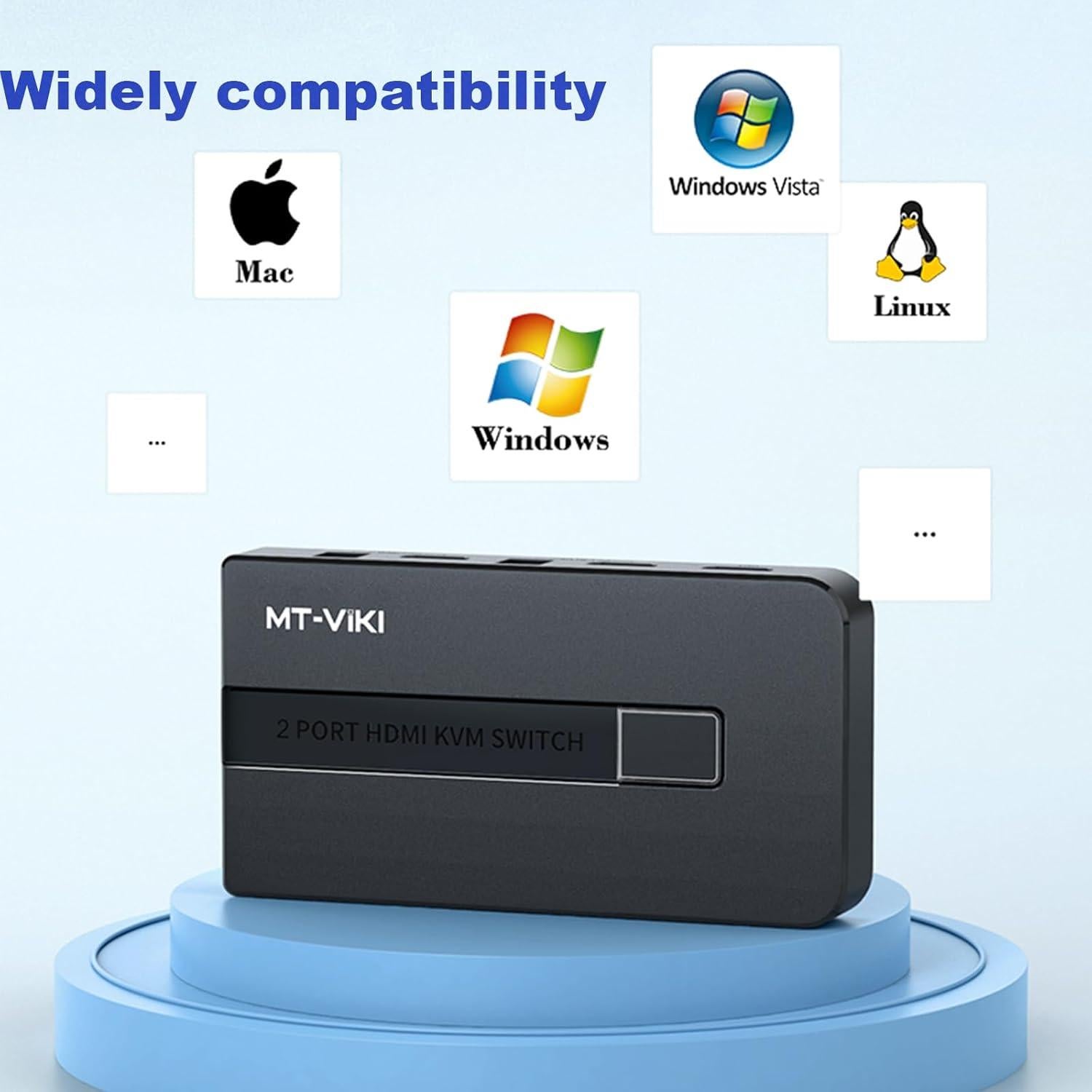 Interruptor KVM HDMI 2 Puertos MT-VIKI 4K@30Hz USB