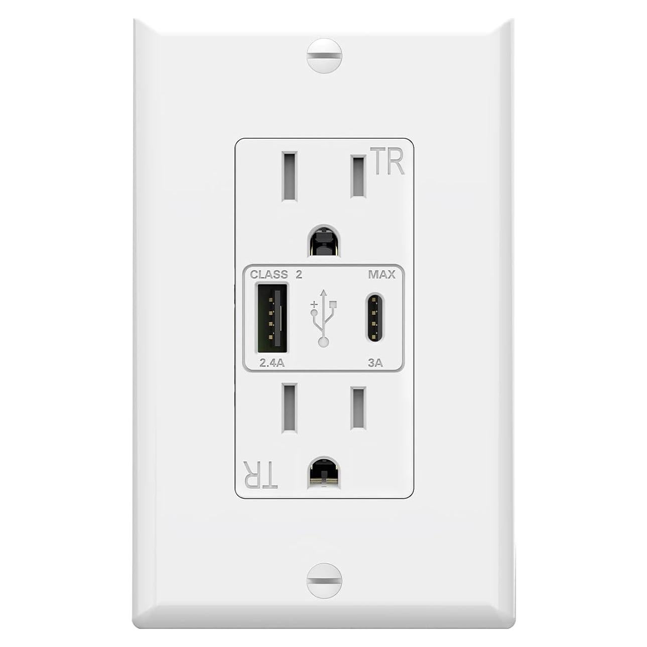 Salida de Pared ThunderWay 15A con Puertos USB Tipo A y C