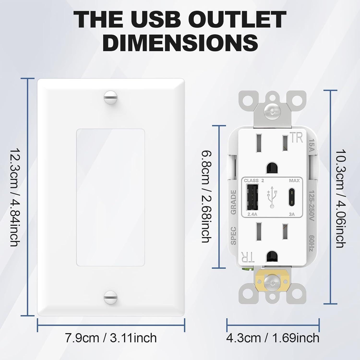 Salida de Pared ThunderWay 15A con Puertos USB Tipo A y C