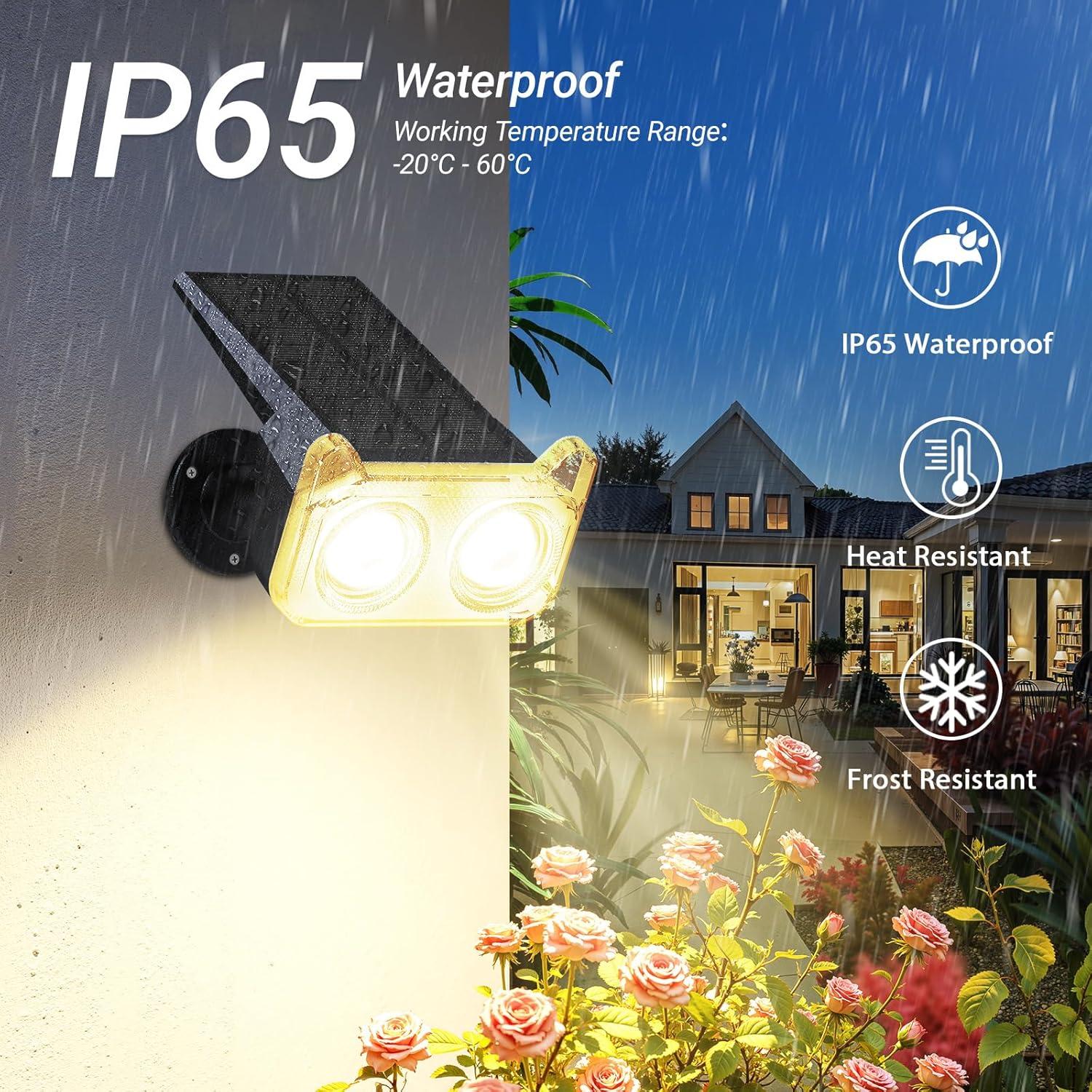 Focos Solares LETMY 2 Paquete LED Ajustables 135° para Jardín