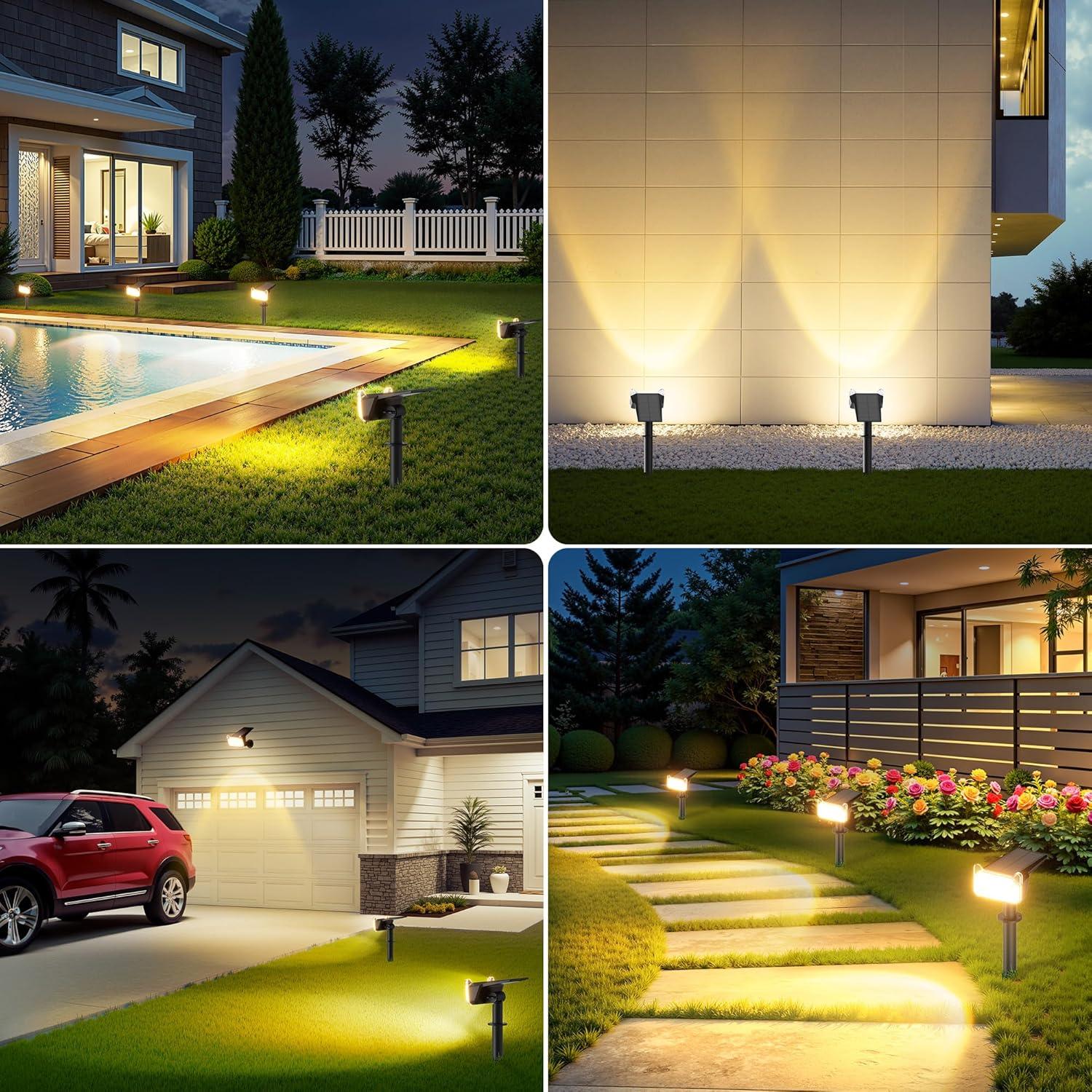 Focos Solares LETMY 2 Paquete LED Ajustables 135° para Jardín