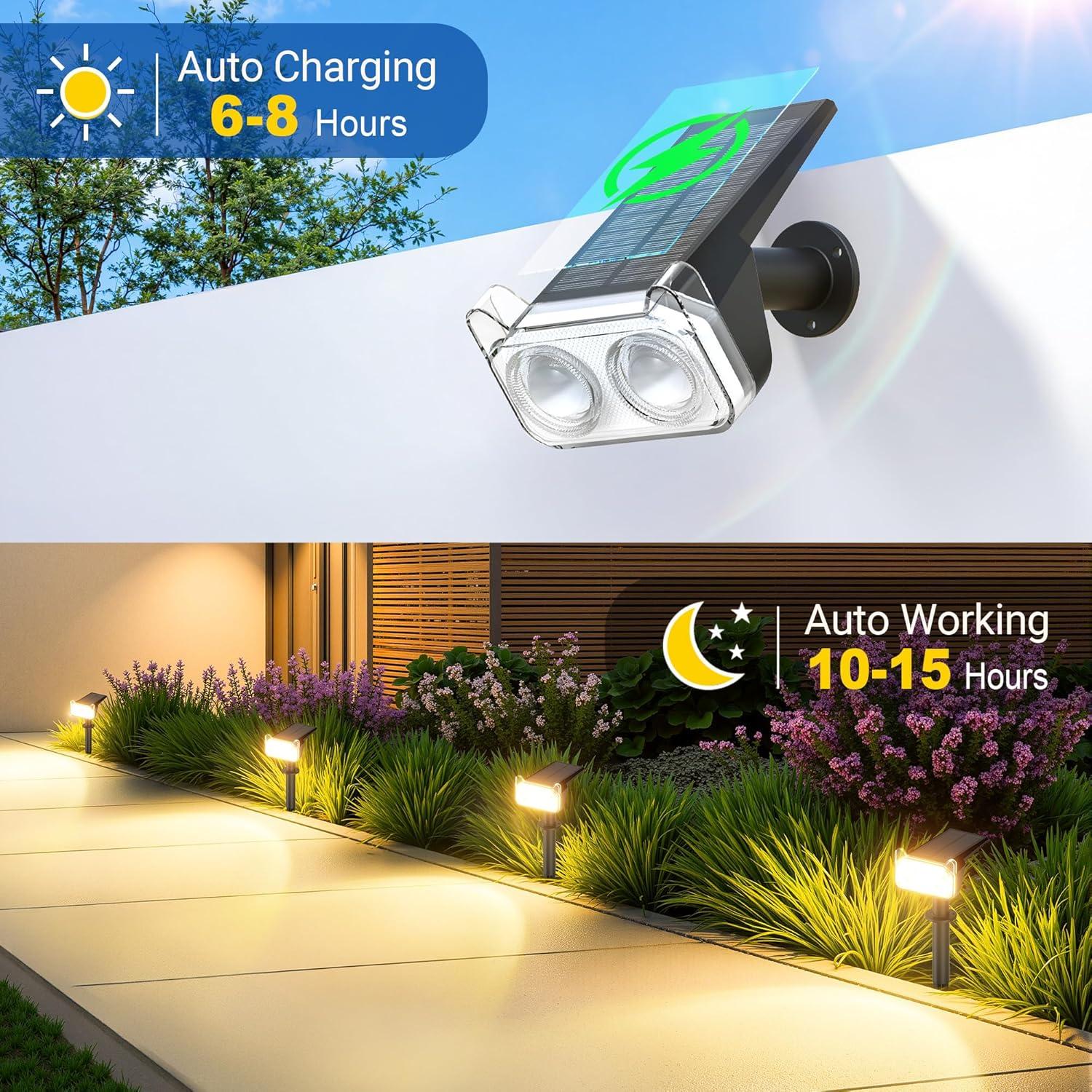 Focos Solares LETMY 2 Paquete LED Ajustables 135° para Jardín