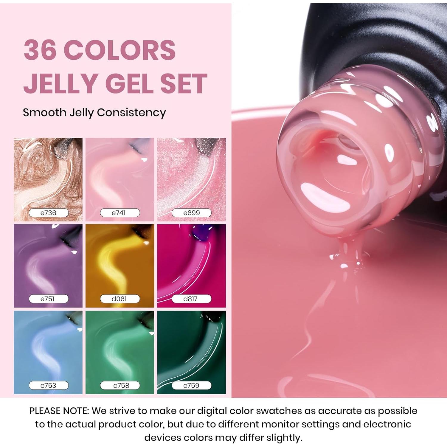 Juego de Esmalte de Uñas Gel Beetles 36 Colores 53PCS