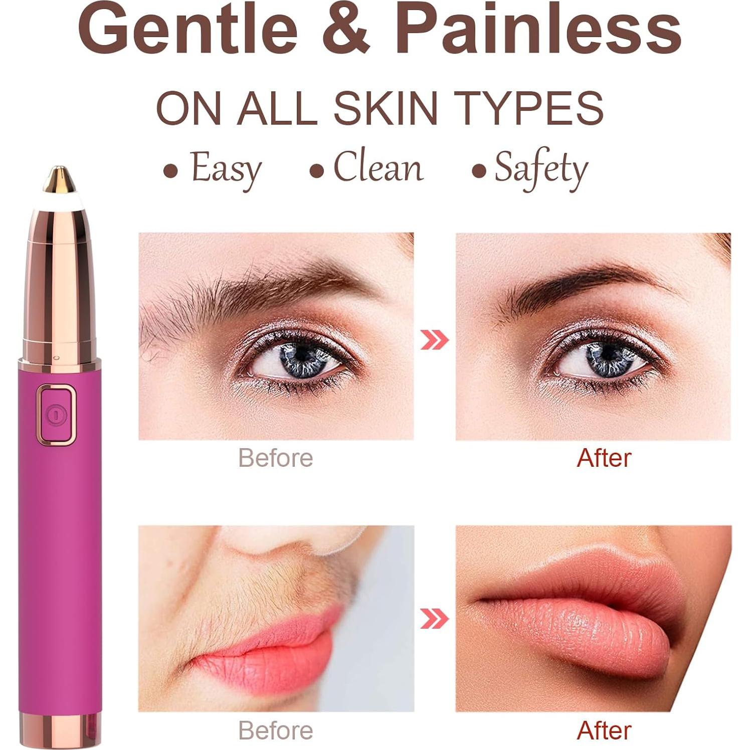 Recortador de Cejas Evolvique Rosa - Afeitadora Eléctrica Sin Dolor