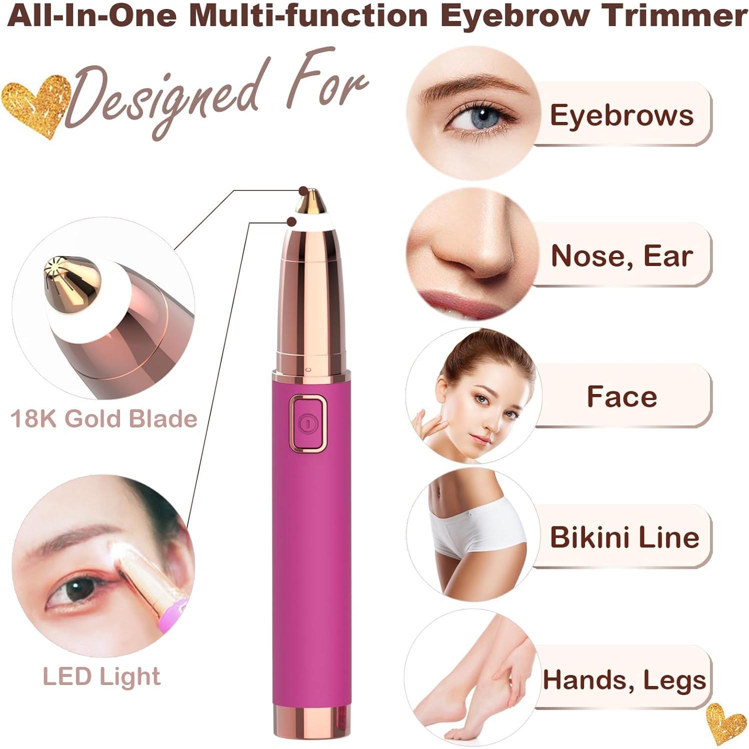 Recortador de Cejas Evolvique Rosa - Afeitadora Eléctrica Sin Dolor