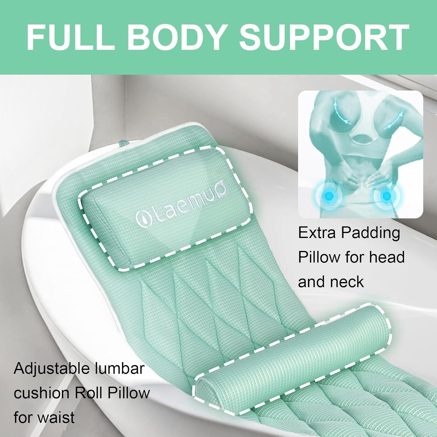 Almohada de Baño Completo Olaemuo con Cojín Lumbar Verde