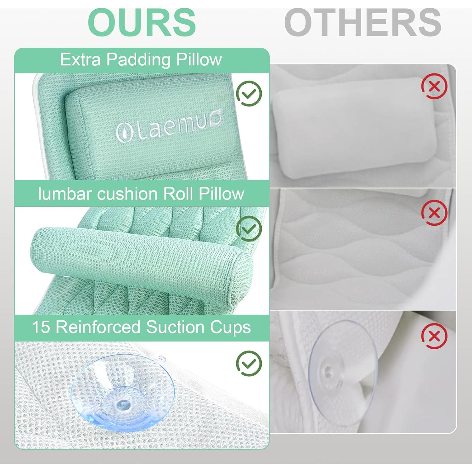 Almohada de Baño Completo Olaemuo con Cojín Lumbar Verde