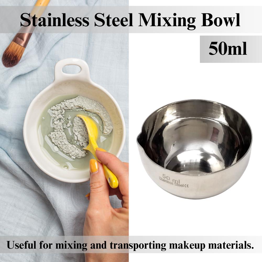 Multipurpose Cups Spout Lip Stainless Steel Skincare & Makeup Mixing Bowls for Hair Color, Bleach, Dye, Coloring, Transfer Cosmetics Measuring Basins For Salon Spa or Home (50ml)