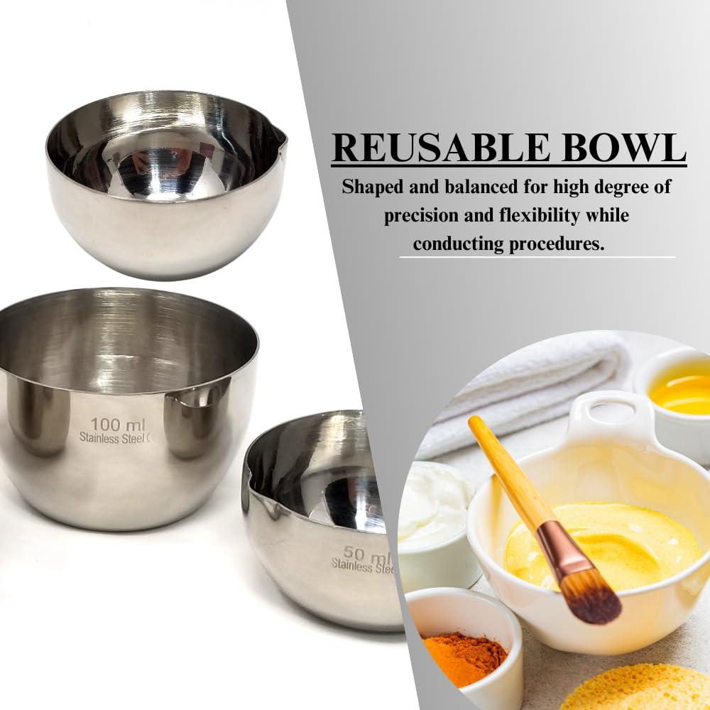 Multipurpose Cups Spout Lip Stainless Steel Skincare & Makeup Mixing Bowls for Hair Color, Bleach, Dye, Coloring, Transfer Cosmetics Measuring Basins For Salon Spa or Home (50ml)