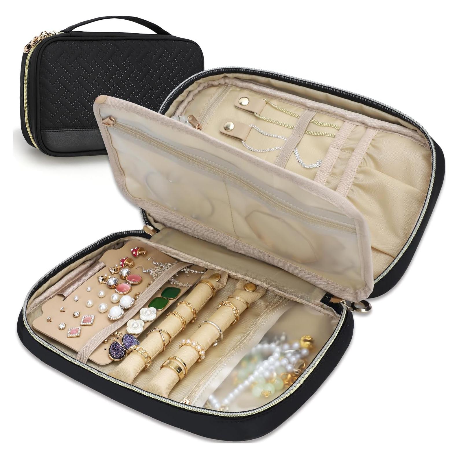 Organizador de Joyas Emissary Negro para Viaje - 6 Compartimentos