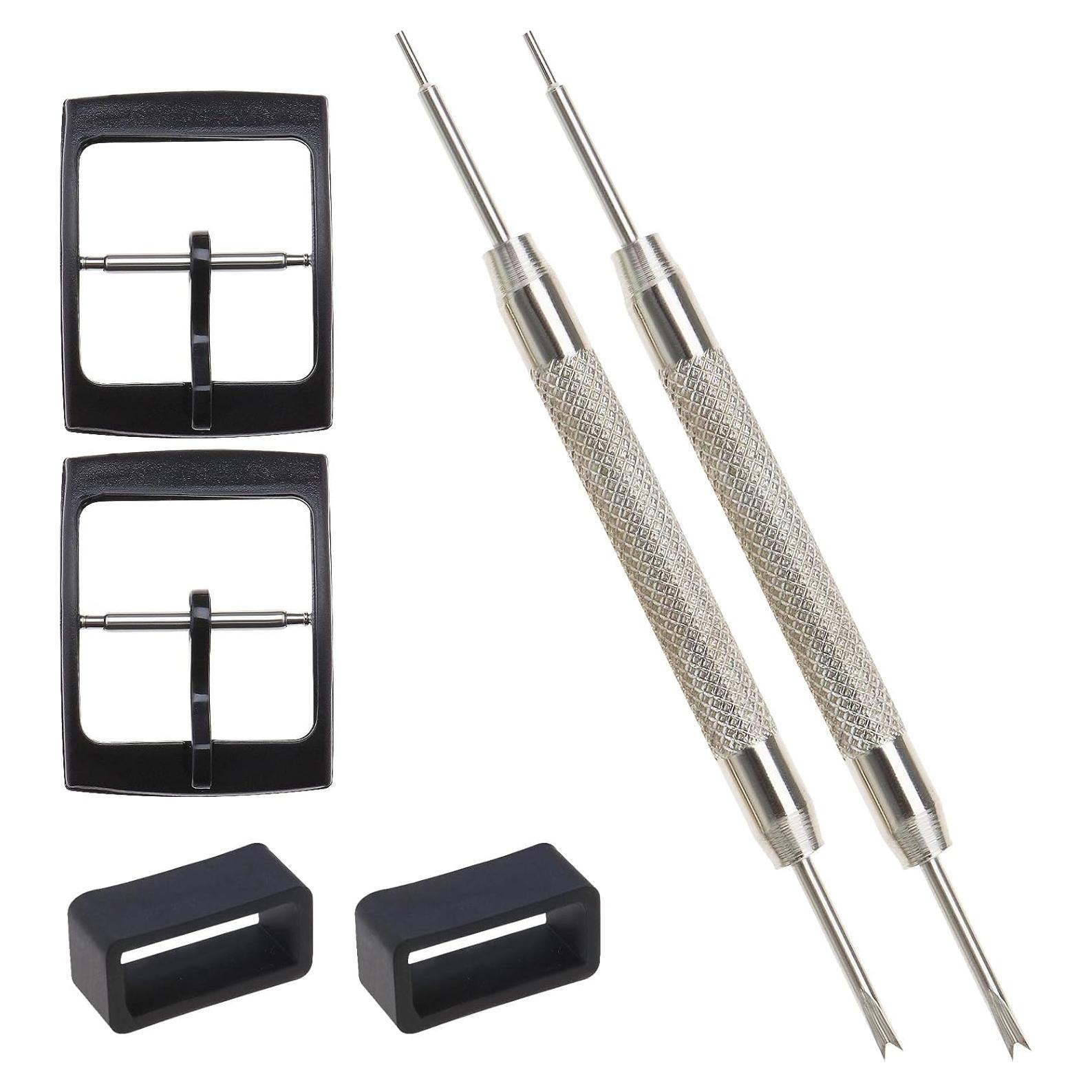 SING F LTD 2 Sets Watch Strap Buckle and Watch Band Loop Kits with Spring Bar Tools Compatible with Swatch Watch Band Replacement Parts 16mm Internal Width