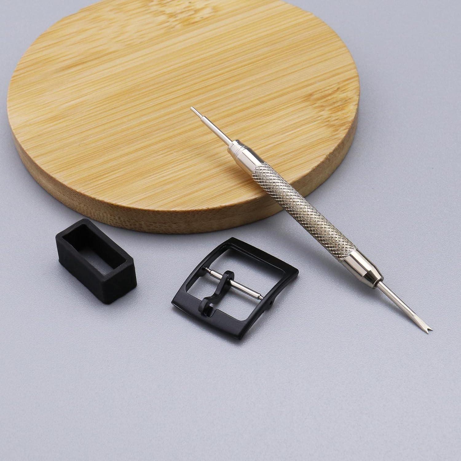 SING F LTD 2 Sets Watch Strap Buckle and Watch Band Loop Kits with Spring Bar Tools Compatible with Swatch Watch Band Replacement Parts 16mm Internal Width