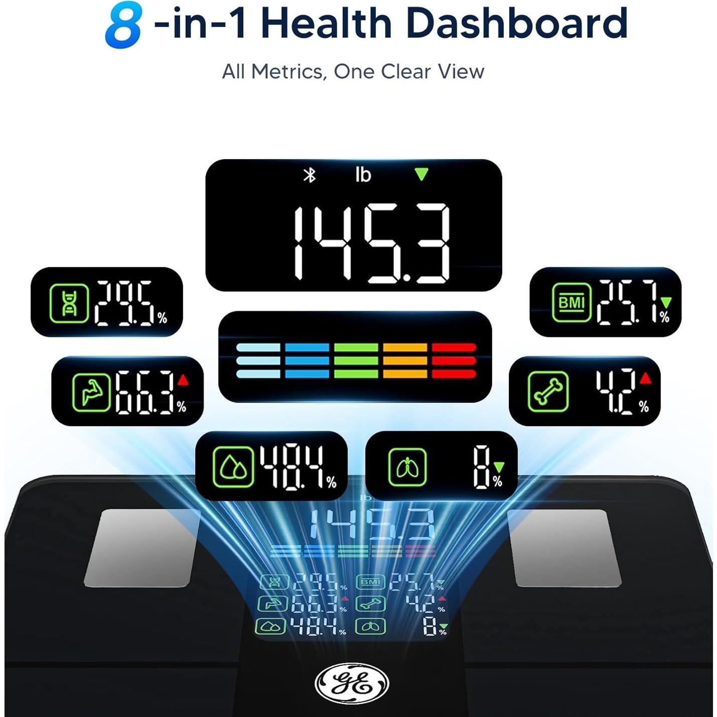 Báscula Inteligente GE CS20F para Peso Corporal 181 kg Bluetooth