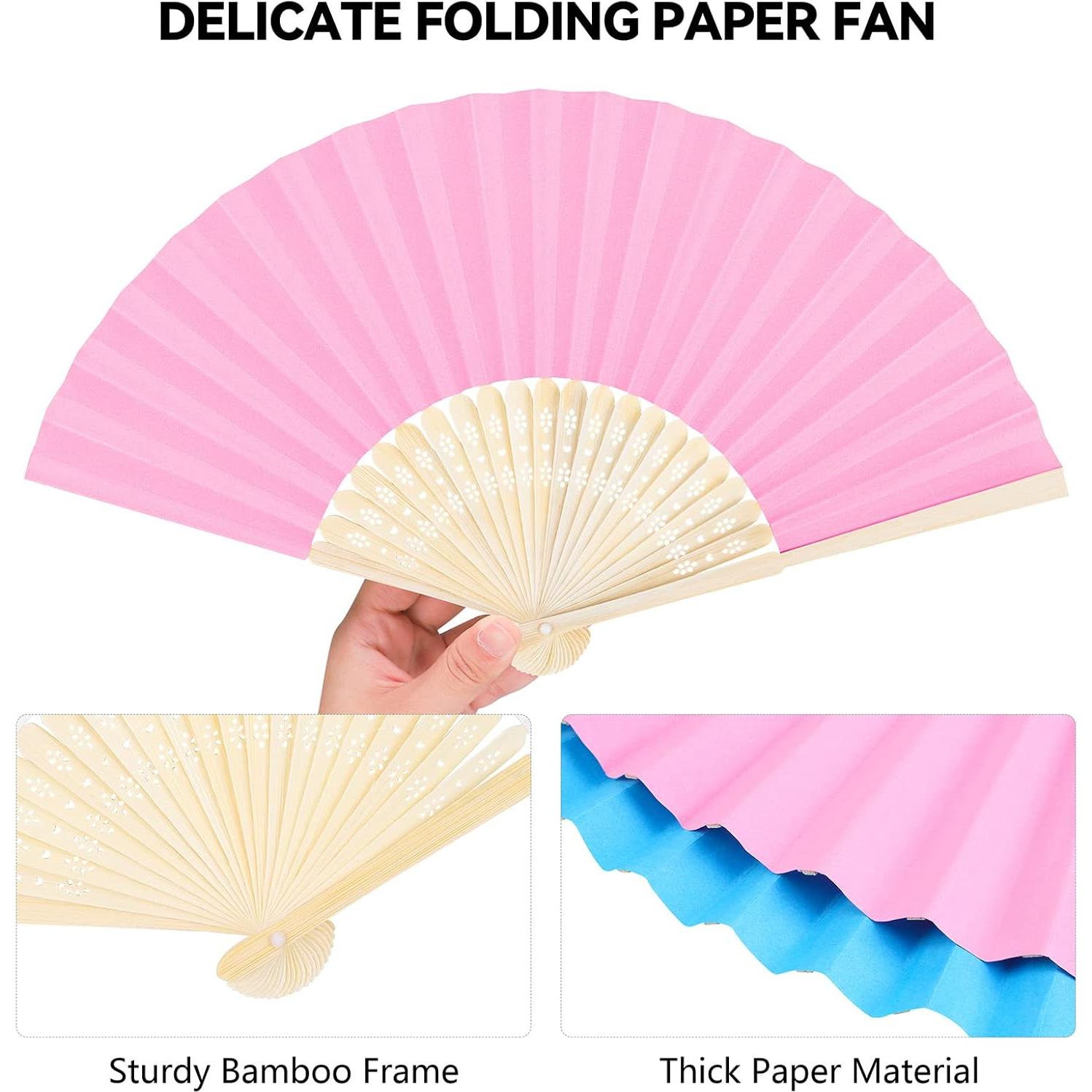 Aneco 24 Abanicos Plegables de Papel y Bambú Multicolor