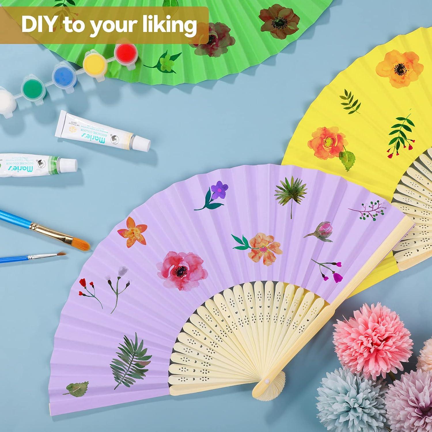 Aneco 24 Abanicos Plegables de Papel y Bambú Multicolor