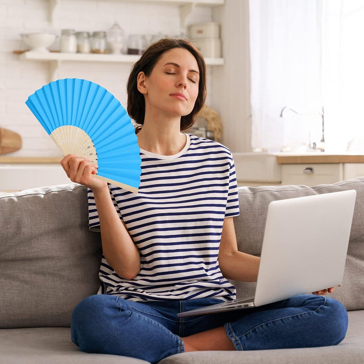 Aneco 24 Abanicos Plegables de Papel y Bambú Multicolor