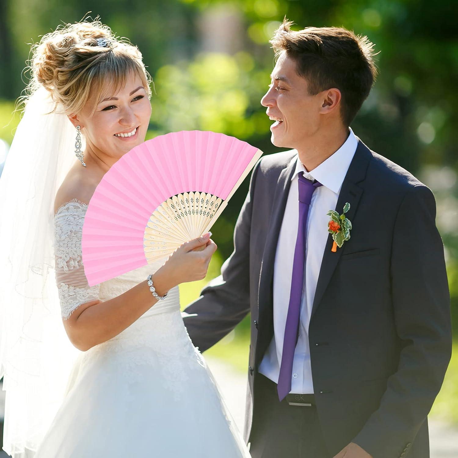 Aneco 24 Abanicos Plegables de Papel y Bambú Multicolor