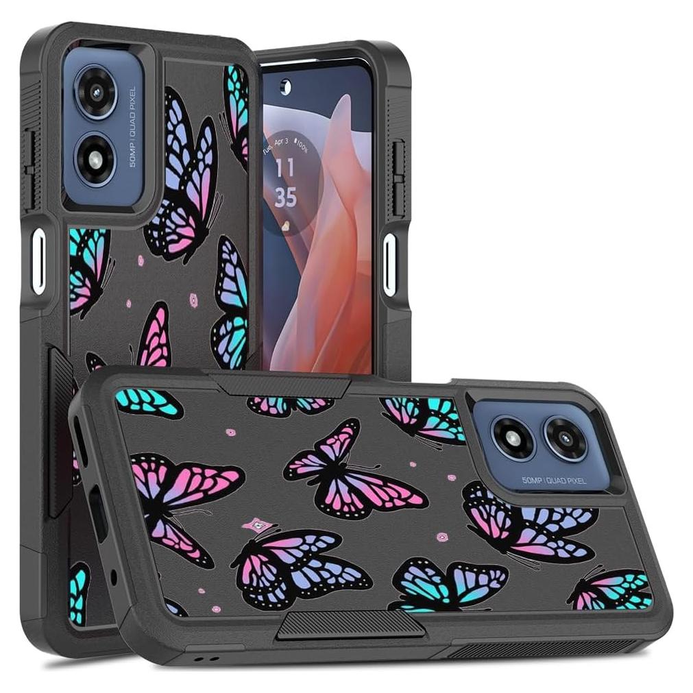 Funda Doble Capa Moto G Play 4G 2024 B-Mariposa Resistente
