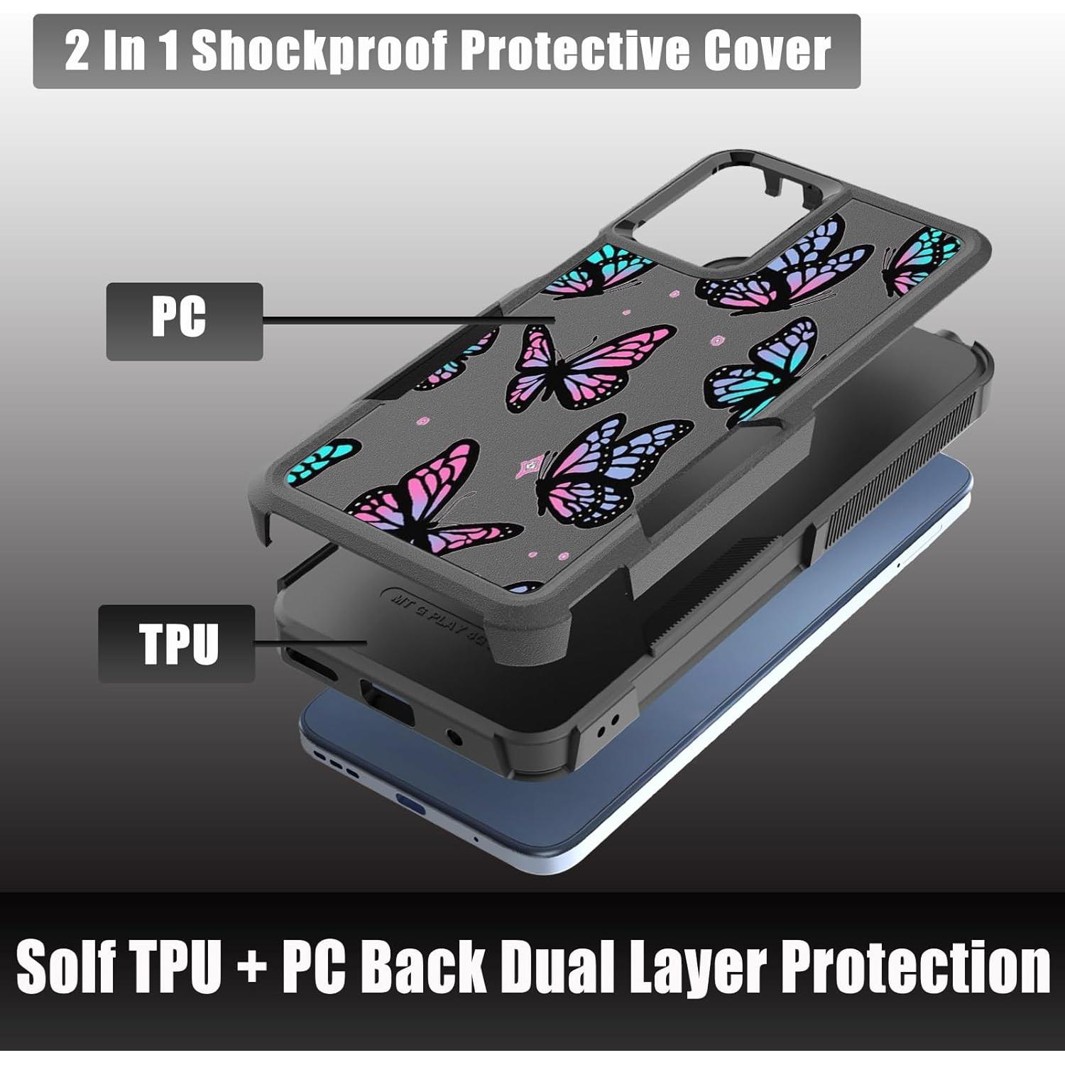 Funda Doble Capa Moto G Play 4G 2024 B-Mariposa Resistente