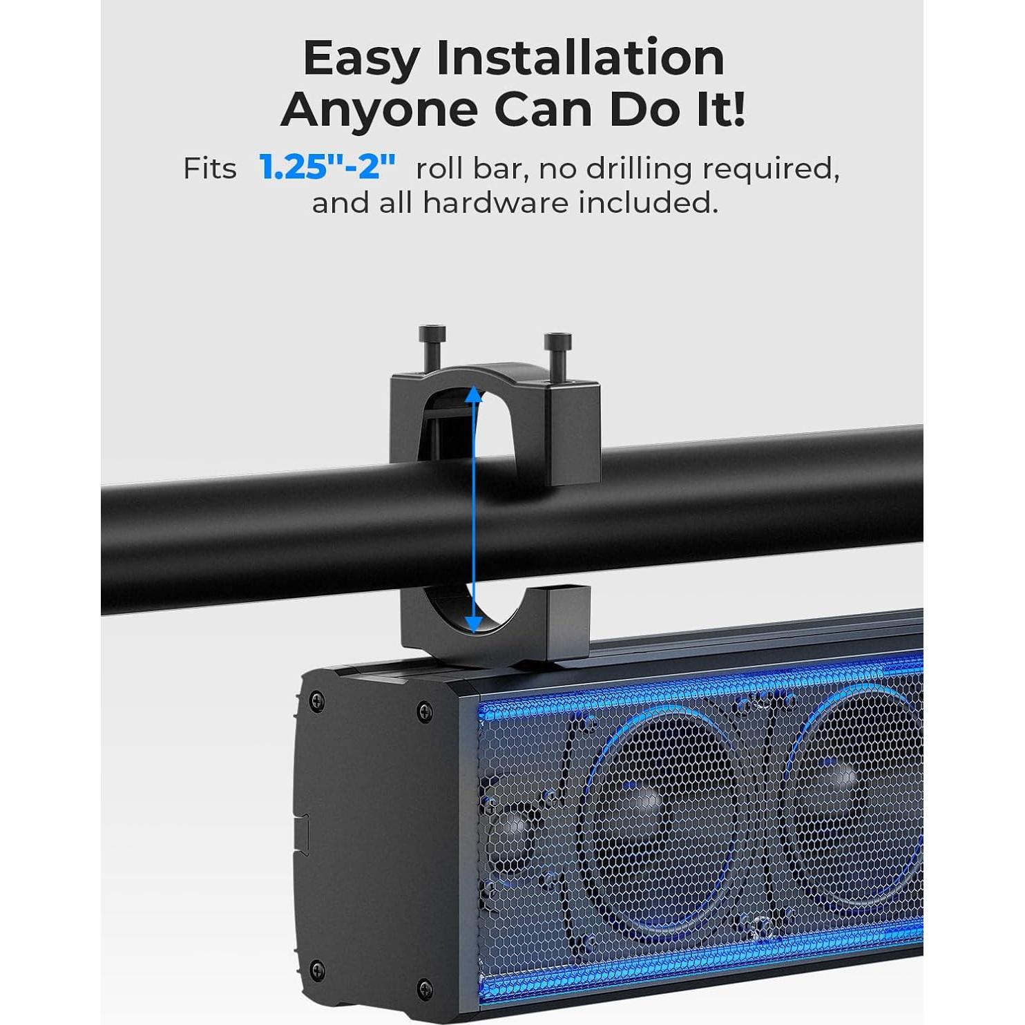 KEMIMOTO Barra de Sonido UTV 6 Altavoces RGB Impermeable