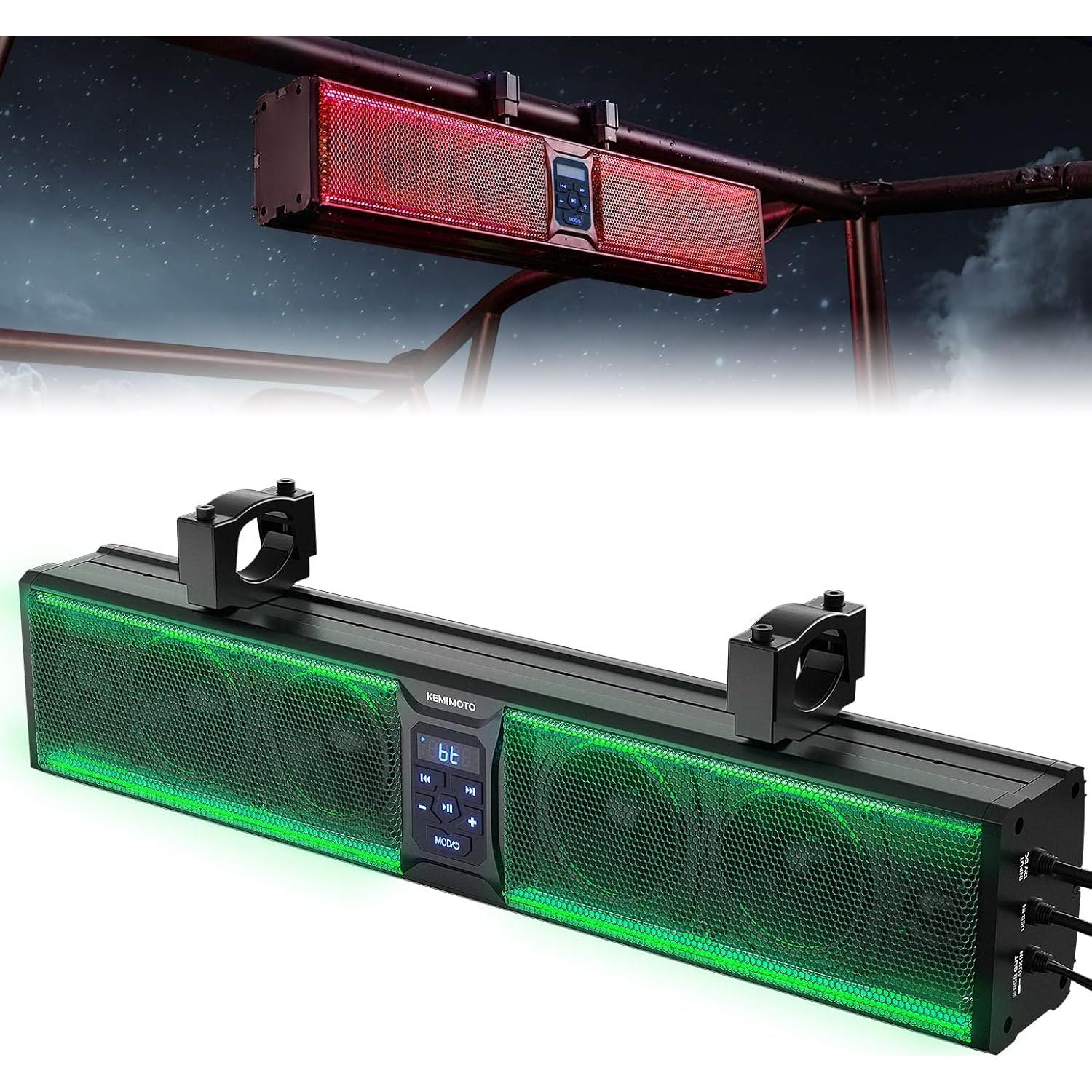 KEMIMOTO Barra de Sonido UTV 6 Altavoces RGB Impermeable