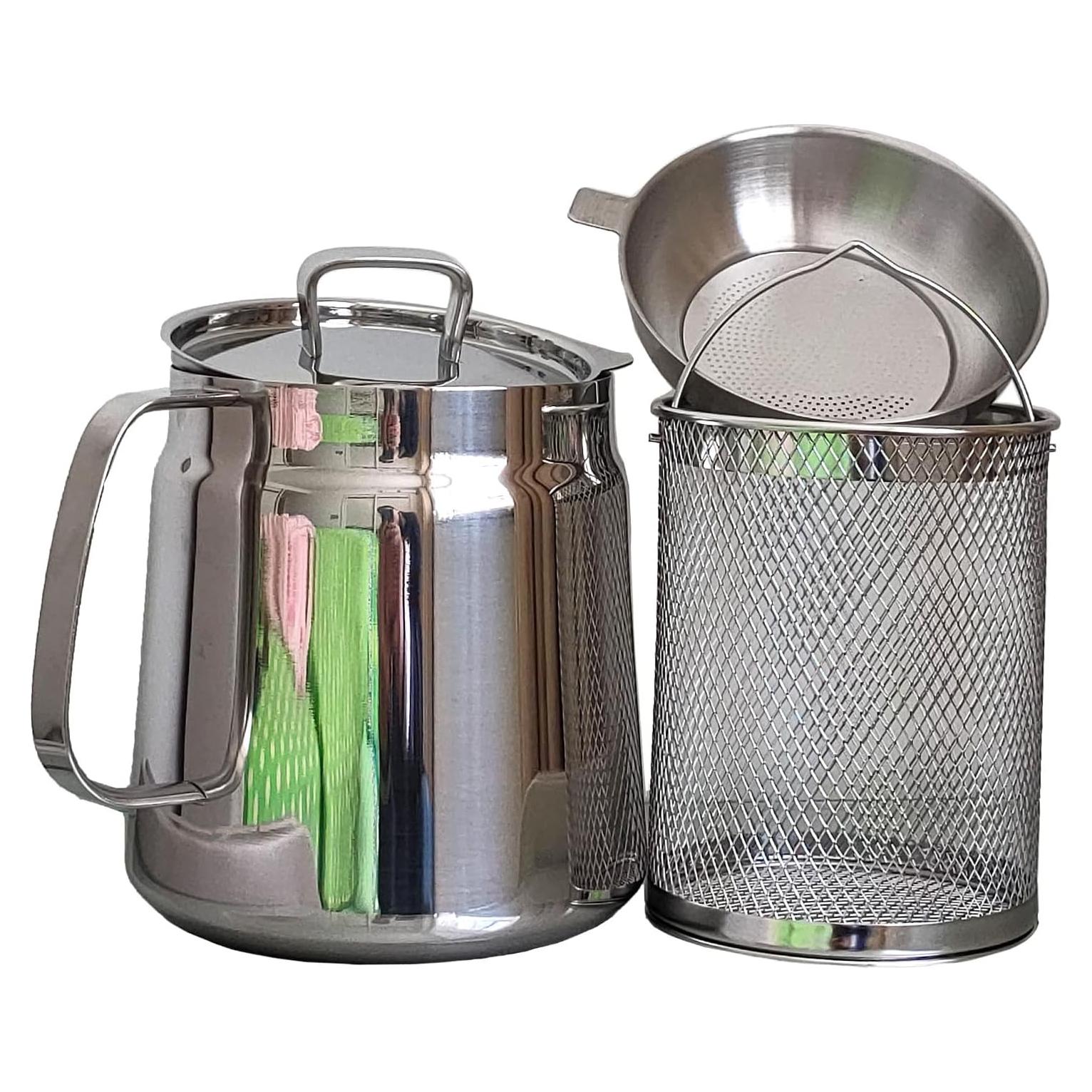 Olla Filtro de Aceite AukBeeFun 2L Acero Inoxidable Multifuncional