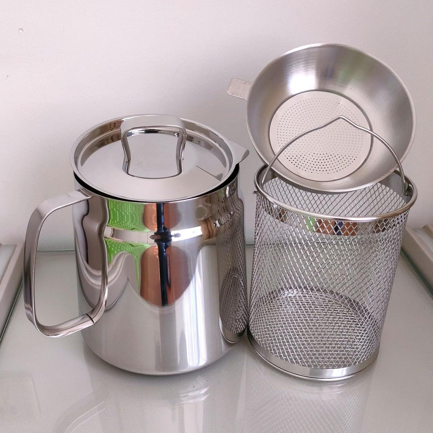 Olla Filtro de Aceite AukBeeFun 2L Acero Inoxidable Multifuncional