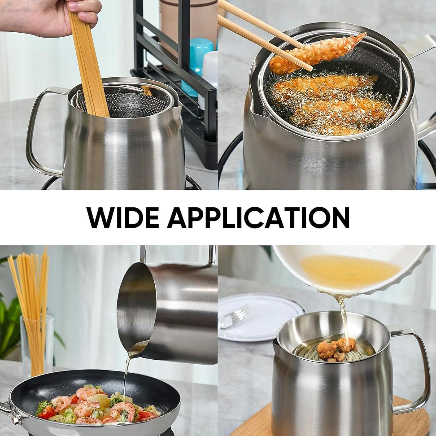 Olla Filtro de Aceite AukBeeFun 2L Acero Inoxidable Multifuncional