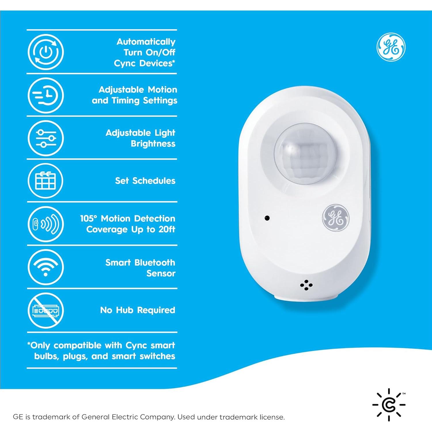 Sensor de Movimiento Inalámbrico Cync GE, Bluetooth, 6.1m