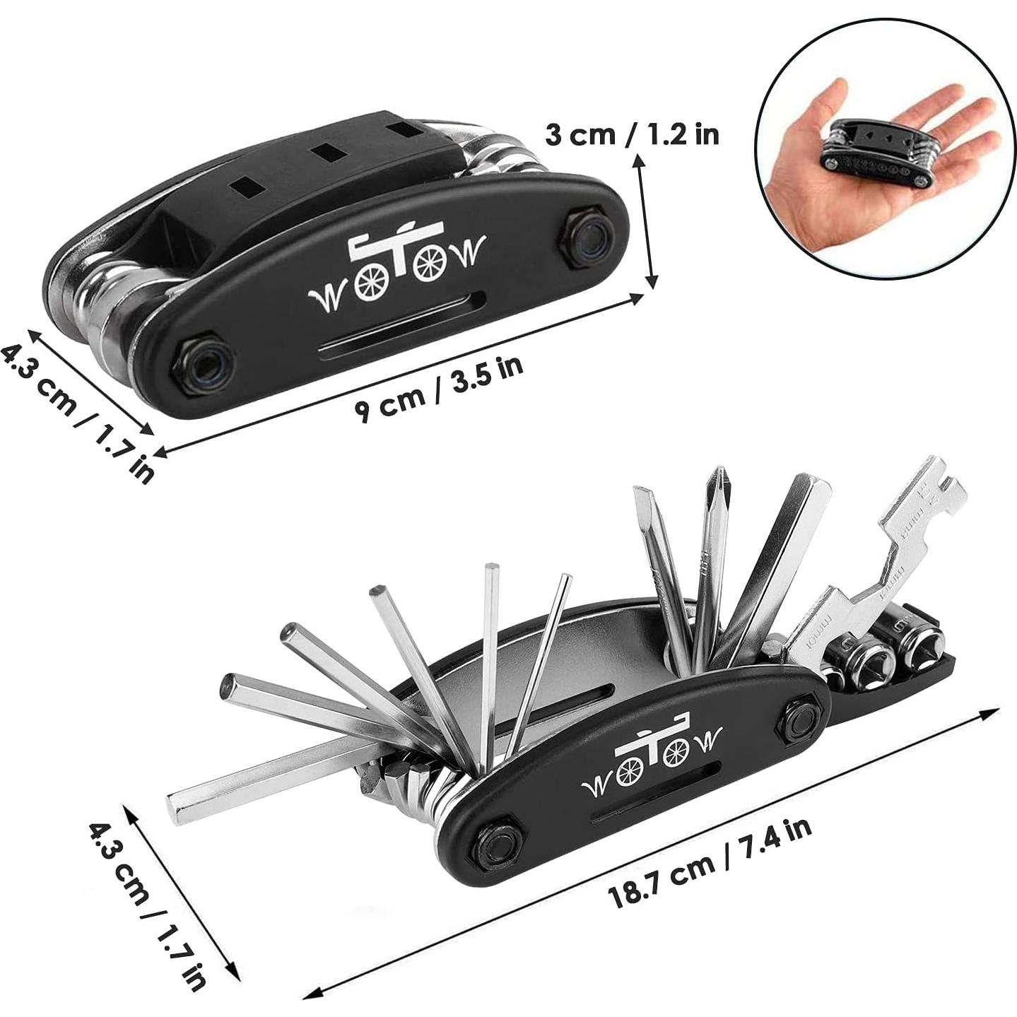 Kit de Herramientas WOTOW 16 en 1 para Bicicletas - Multiherramienta Compacta