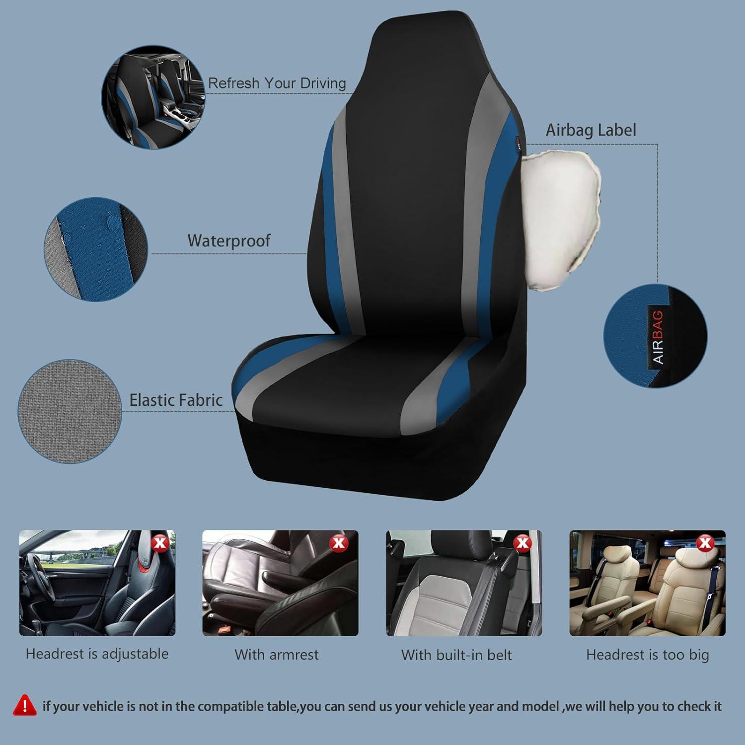 Fundas de Asiento de Coche CAR PASS Neopreno Impermeable Negro Azul