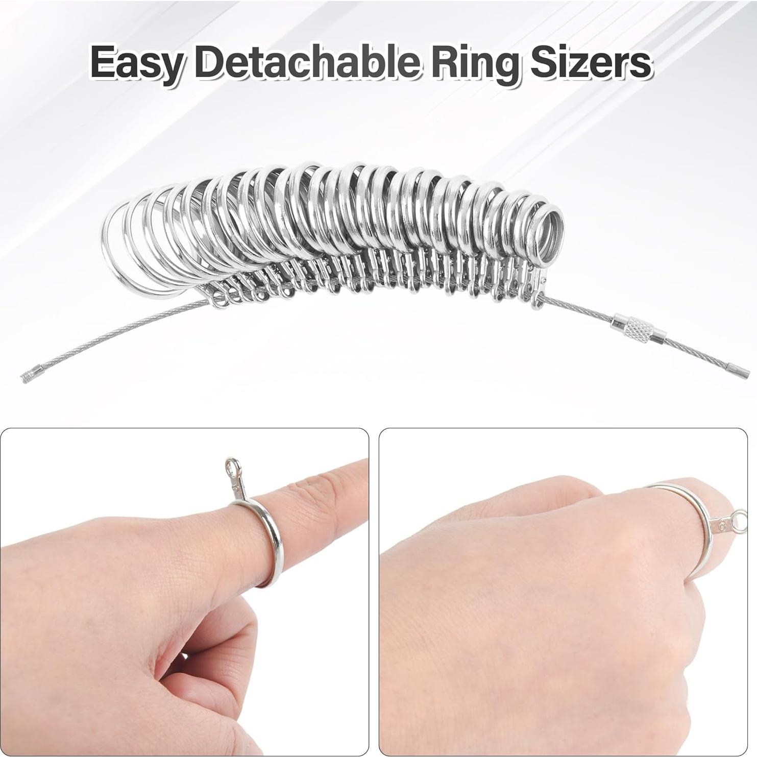 Medidor de Tamaño de Anillo NuLink Acero Inoxidable 27 Pcs