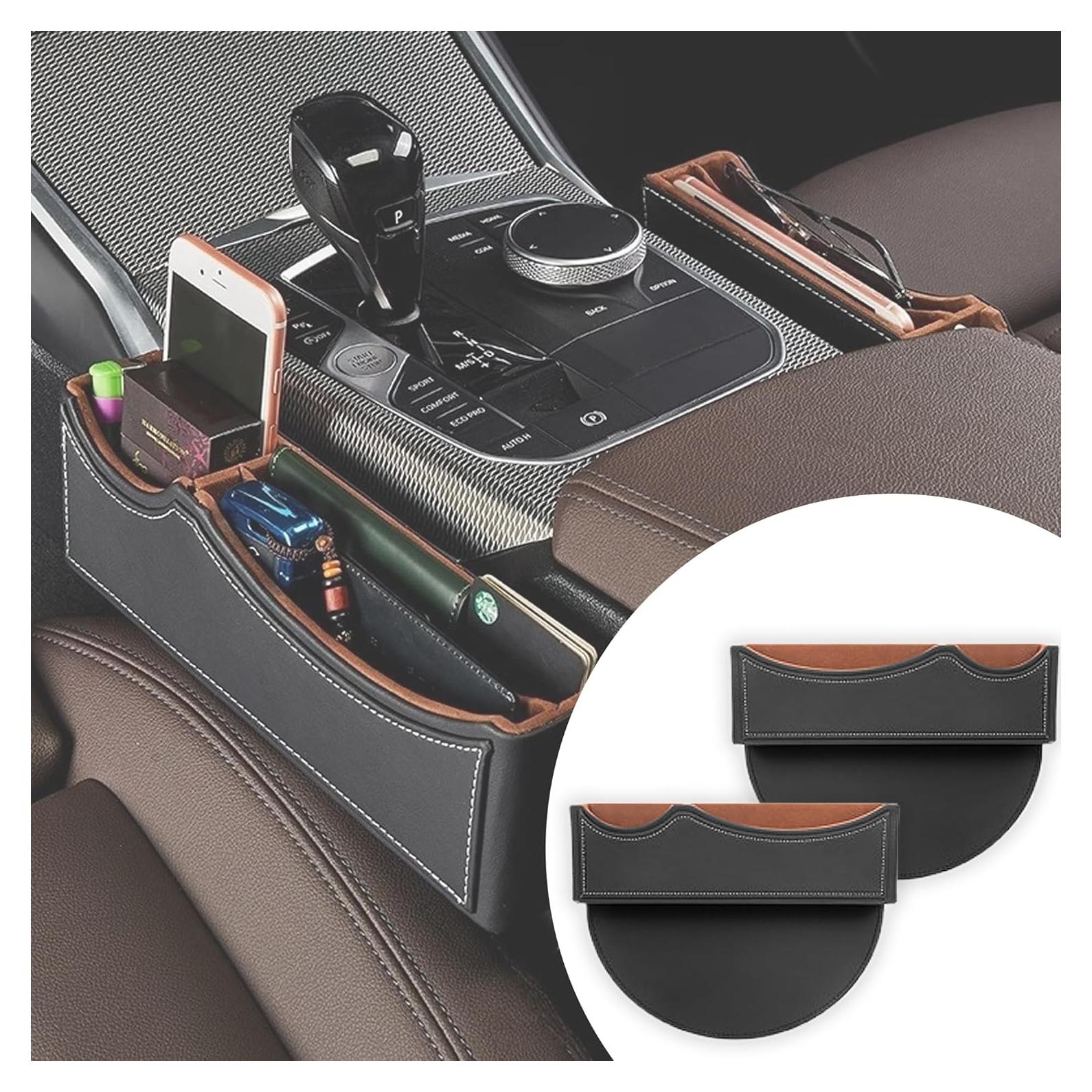 Organizador de Coche UINSUE de Cuero Negro-Doble con Carga