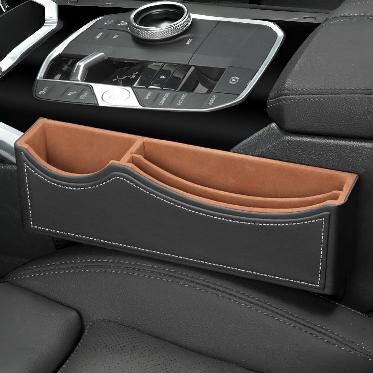 Organizador de Coche UINSUE de Cuero Negro-Doble con Carga