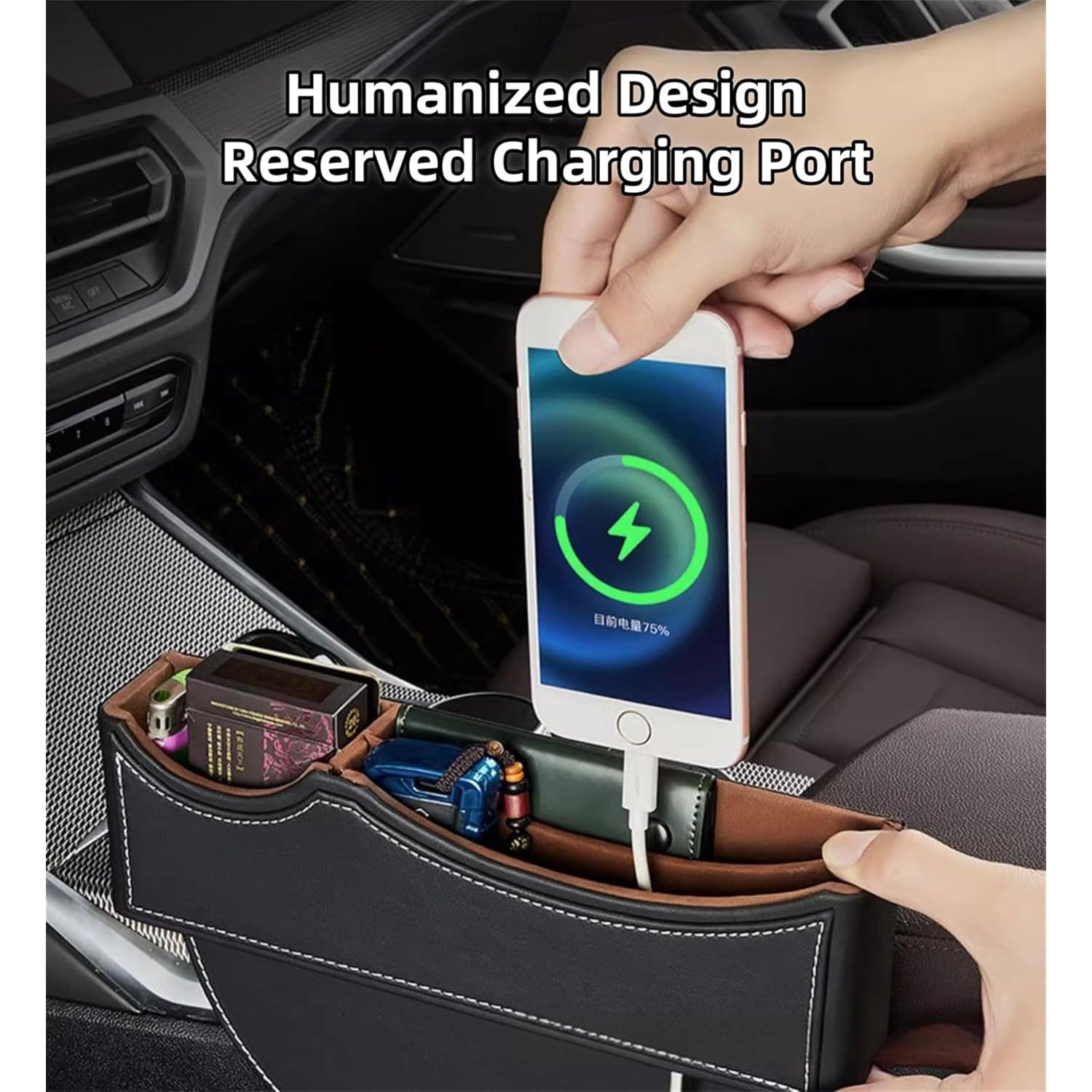 Organizador de Coche UINSUE de Cuero Negro-Doble con Carga