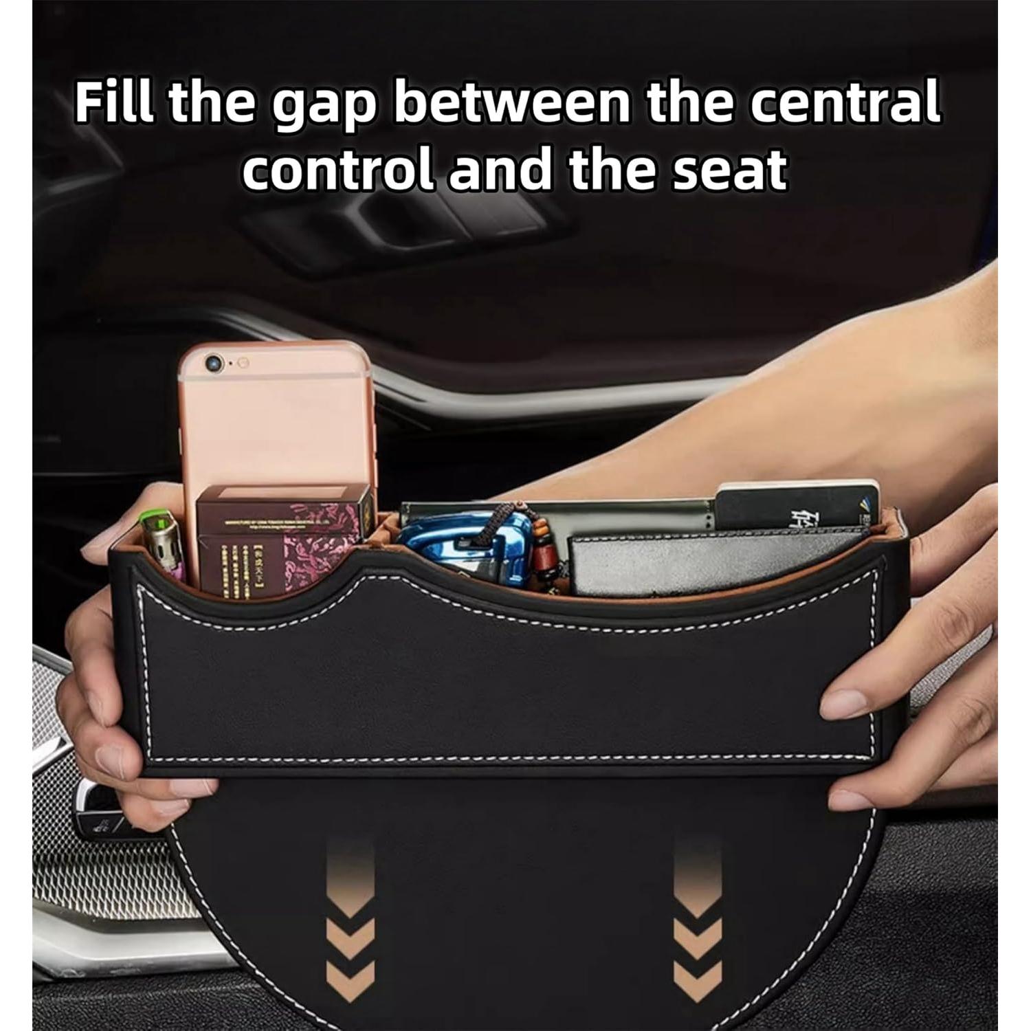 Organizador de Coche UINSUE de Cuero Negro-Doble con Carga