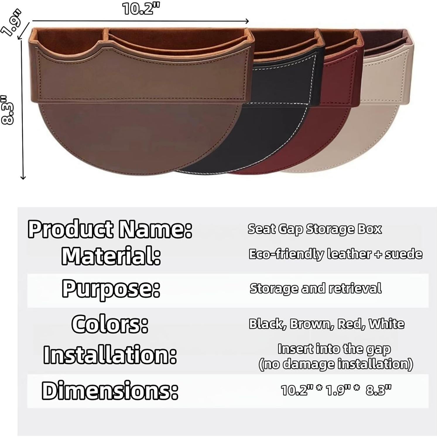 Organizador de Coche UINSUE de Cuero Negro-Doble con Carga