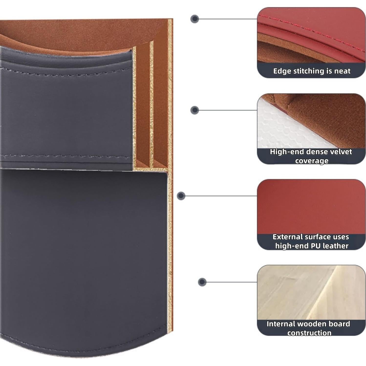 Organizador de Coche UINSUE de Cuero Negro-Doble con Carga