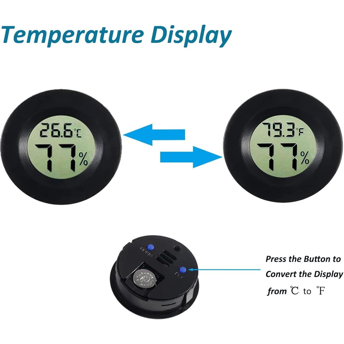 8pcs Higrómetro Termómetro Digital AEDIKO Redondo 10cm