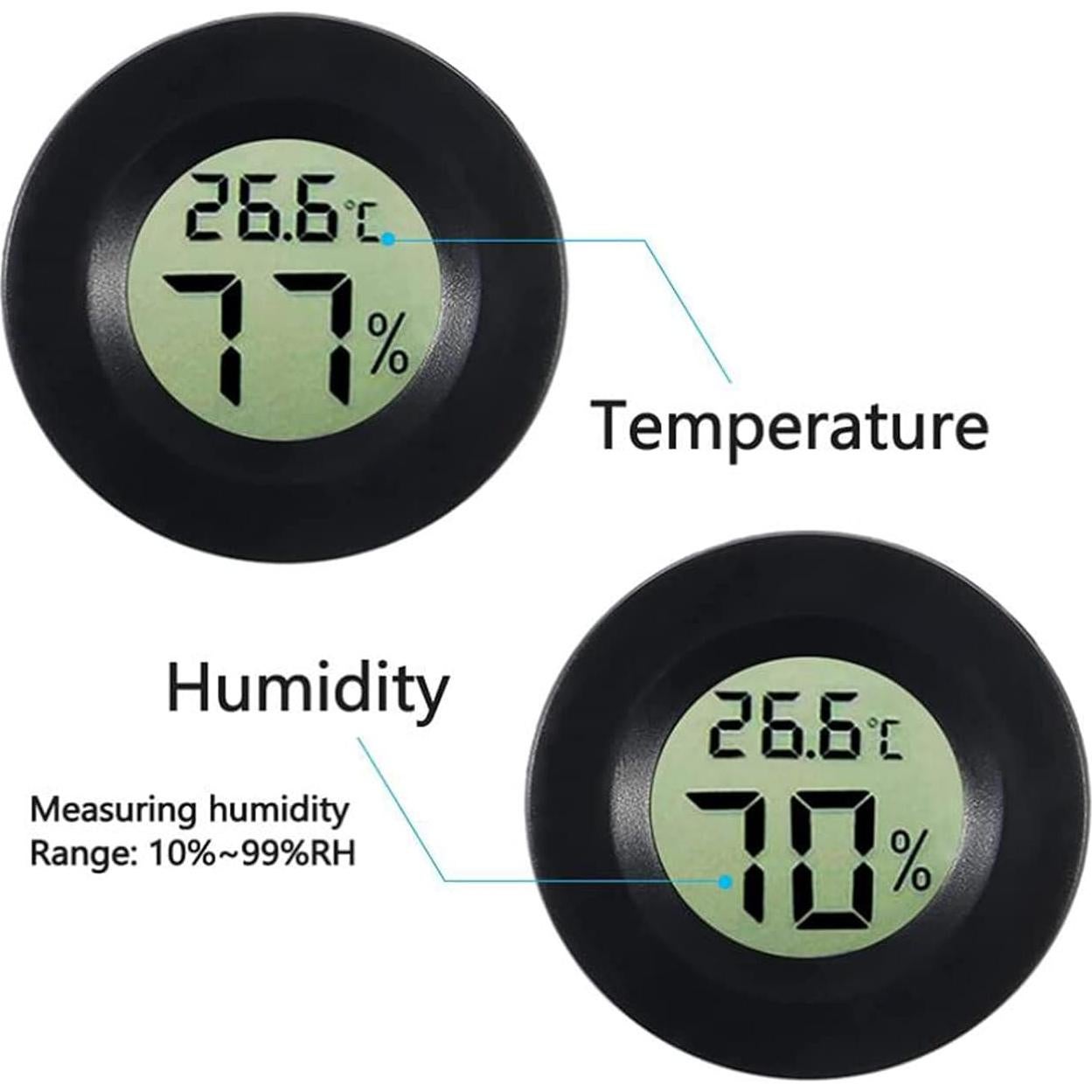 8pcs Higrómetro Termómetro Digital AEDIKO Redondo 10cm