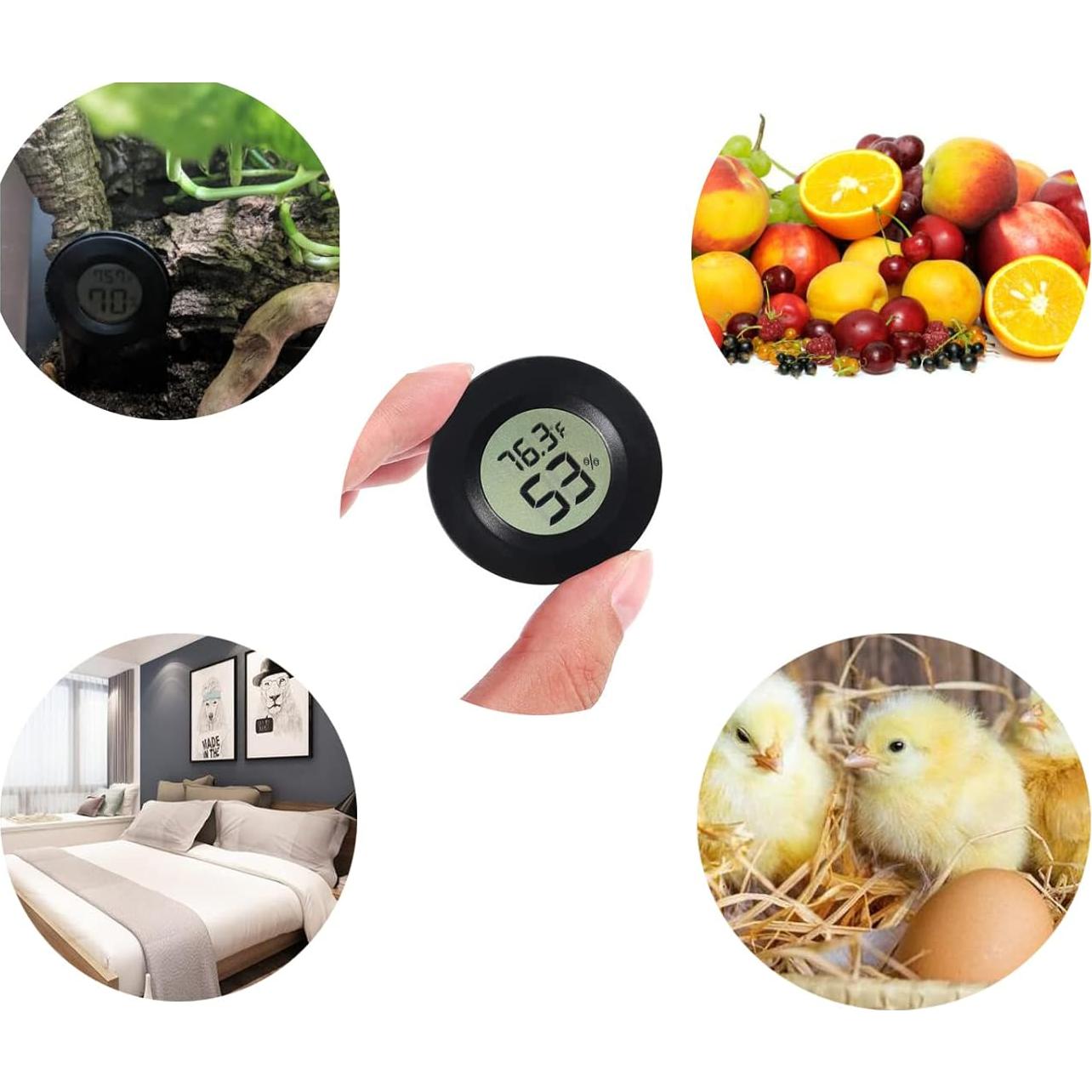 8pcs Higrómetro Termómetro Digital AEDIKO Redondo 10cm