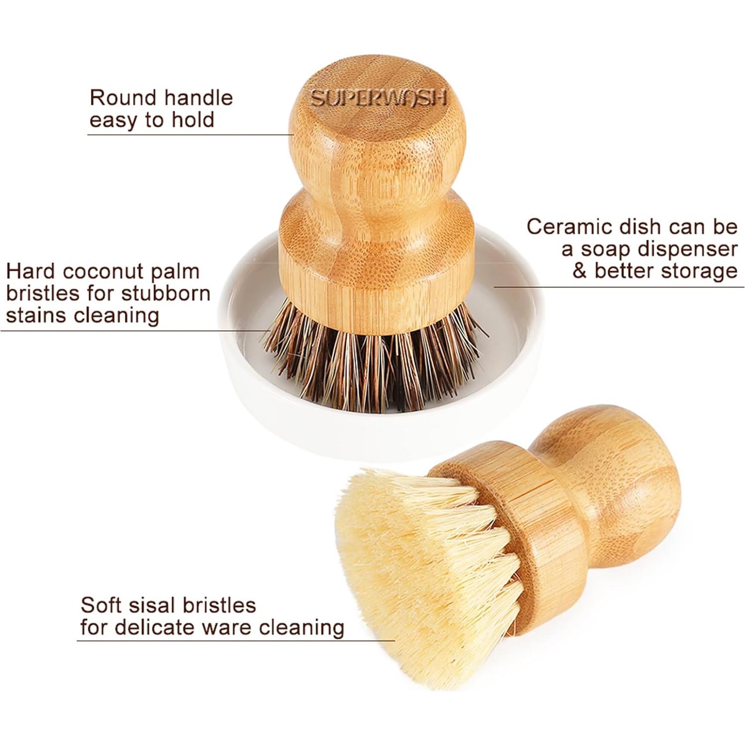 Set de Cepillos de Platos de Bambú SUPERWASH PLUS - 2 Paquete