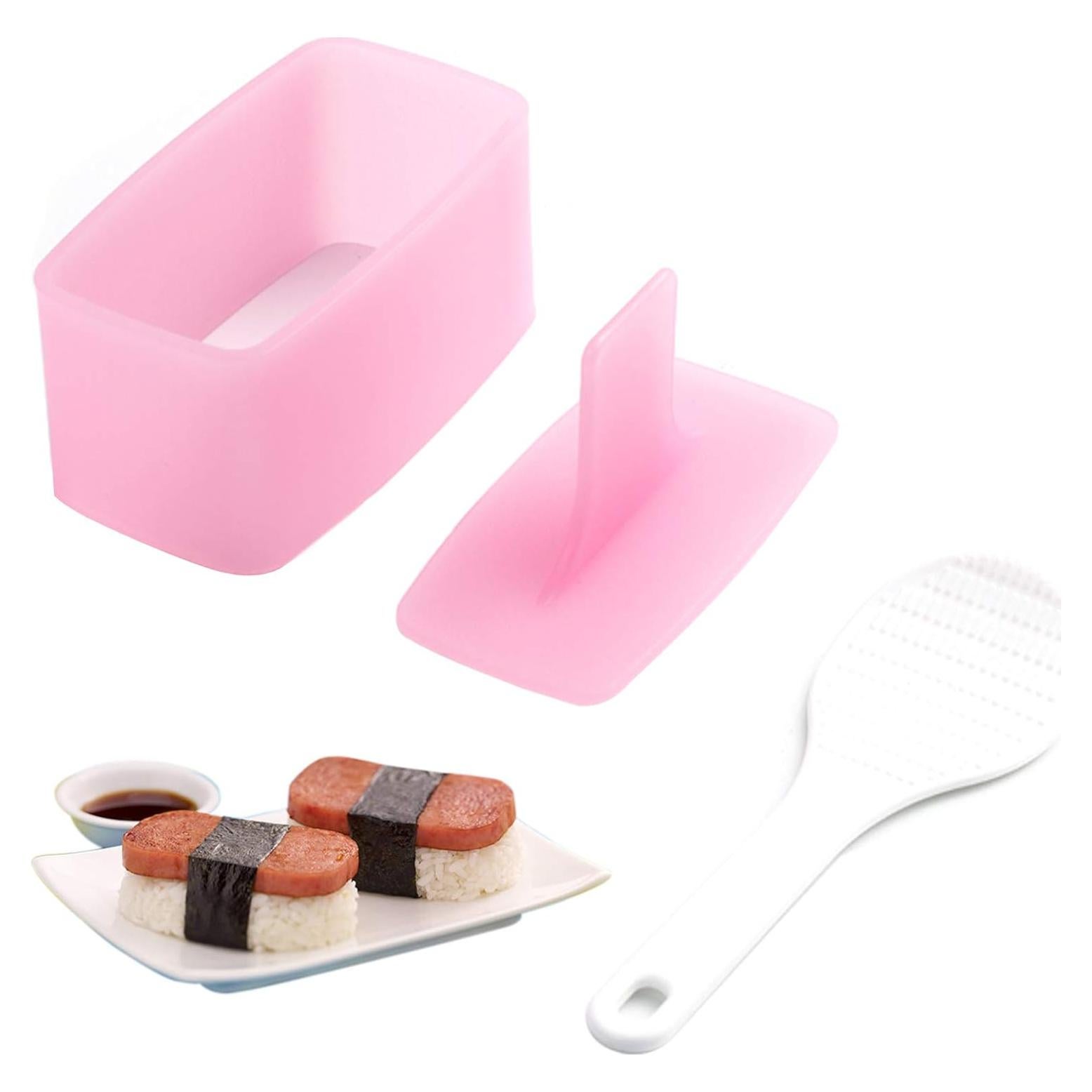 Molde Musubi Antiadherente AYCCNH Rosa con Espátula 10.3x5.5 cm