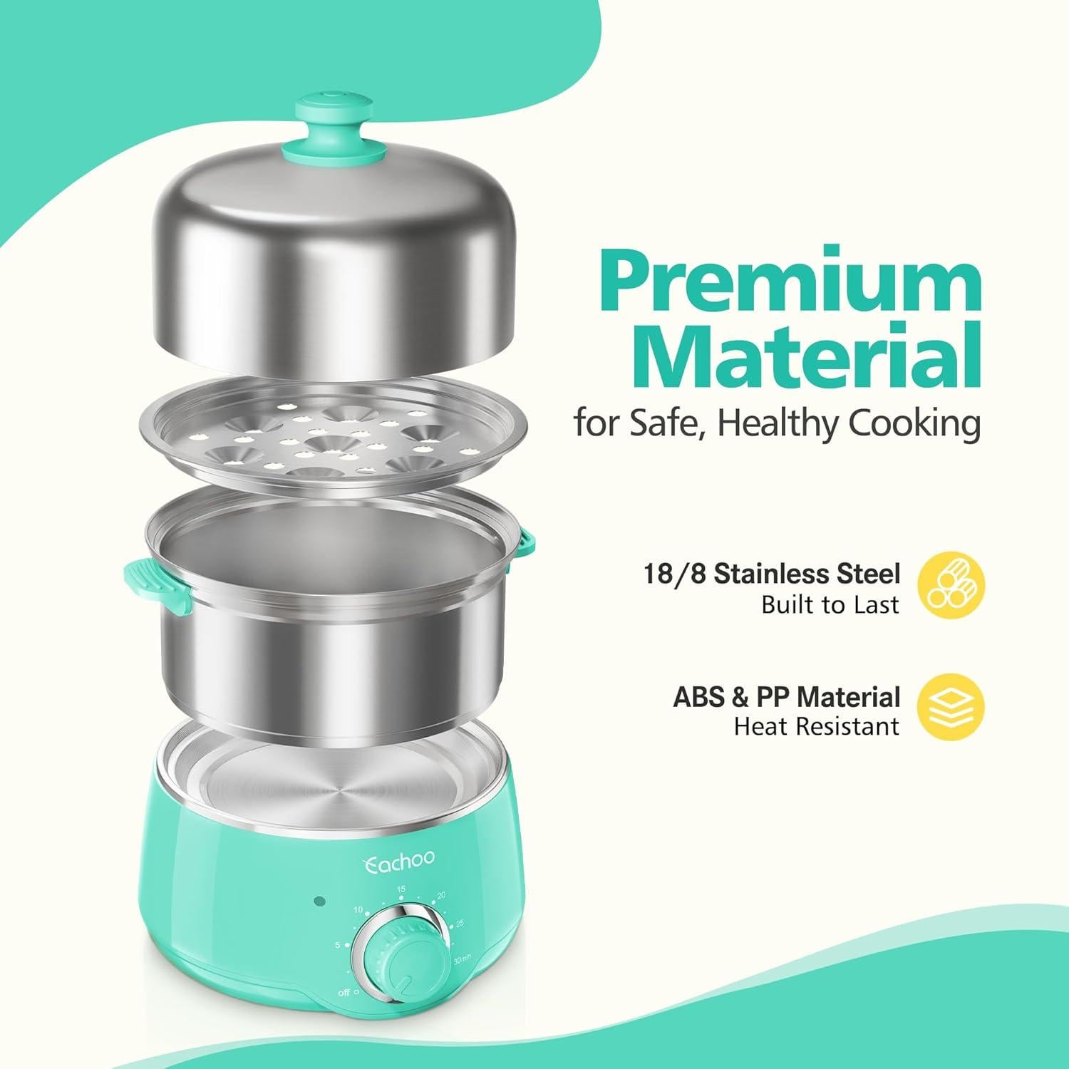 Cocinero de Huevos Duro CACHOO Aqua 14 Huevos 30 Min Temporizador