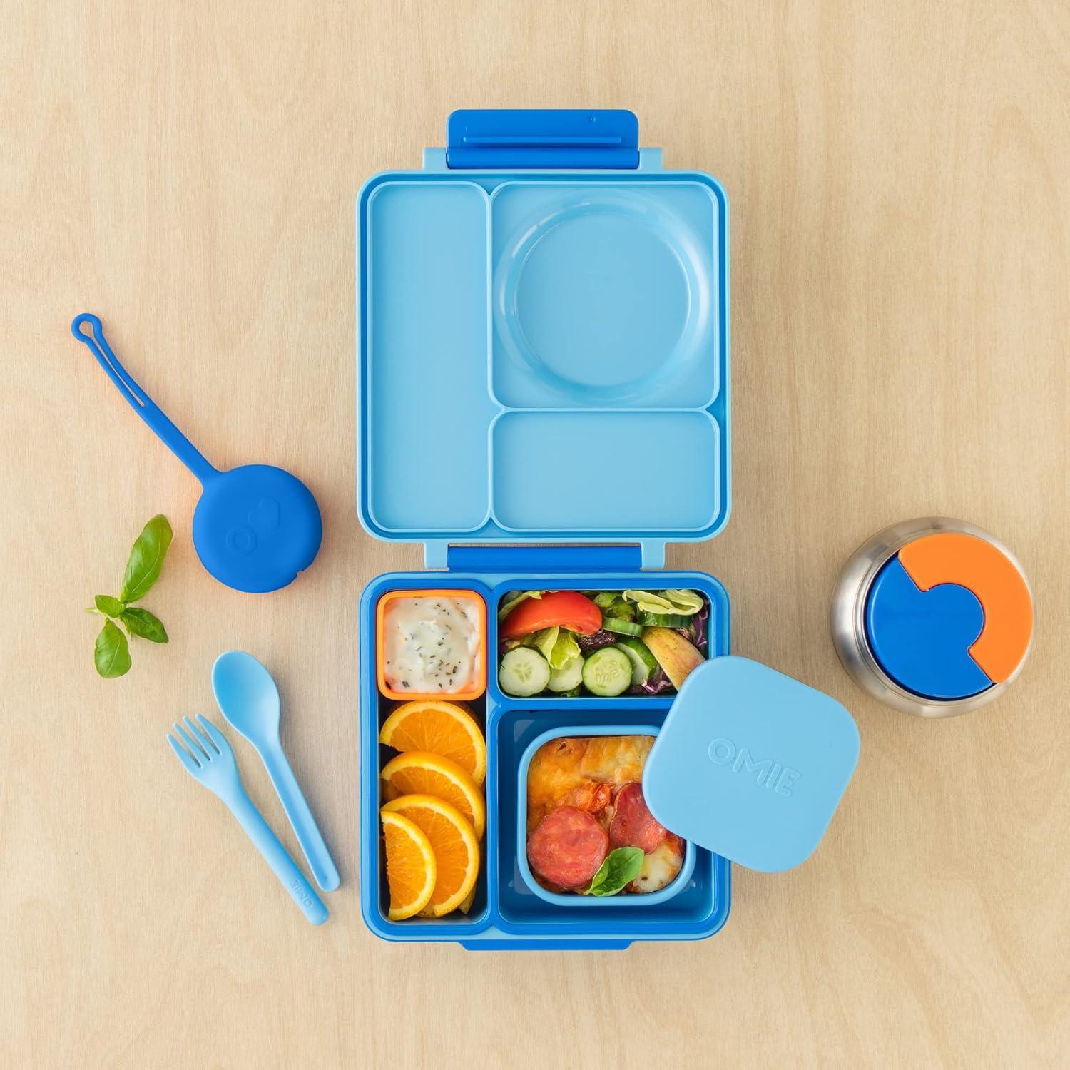 Contenedor de bocadillos OmieBox azul 265ml hermético silicona