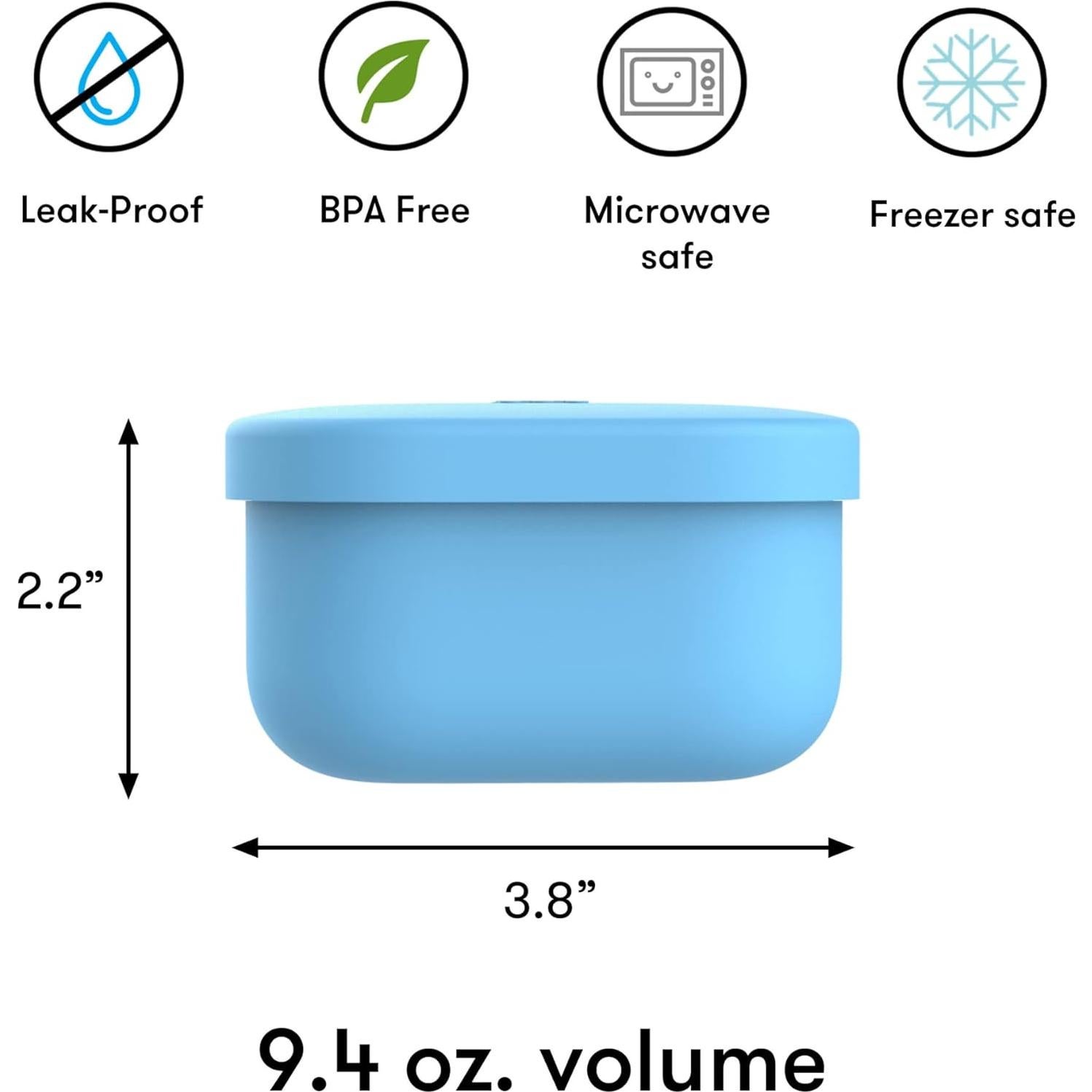 Contenedor de bocadillos OmieBox azul 265ml hermético silicona