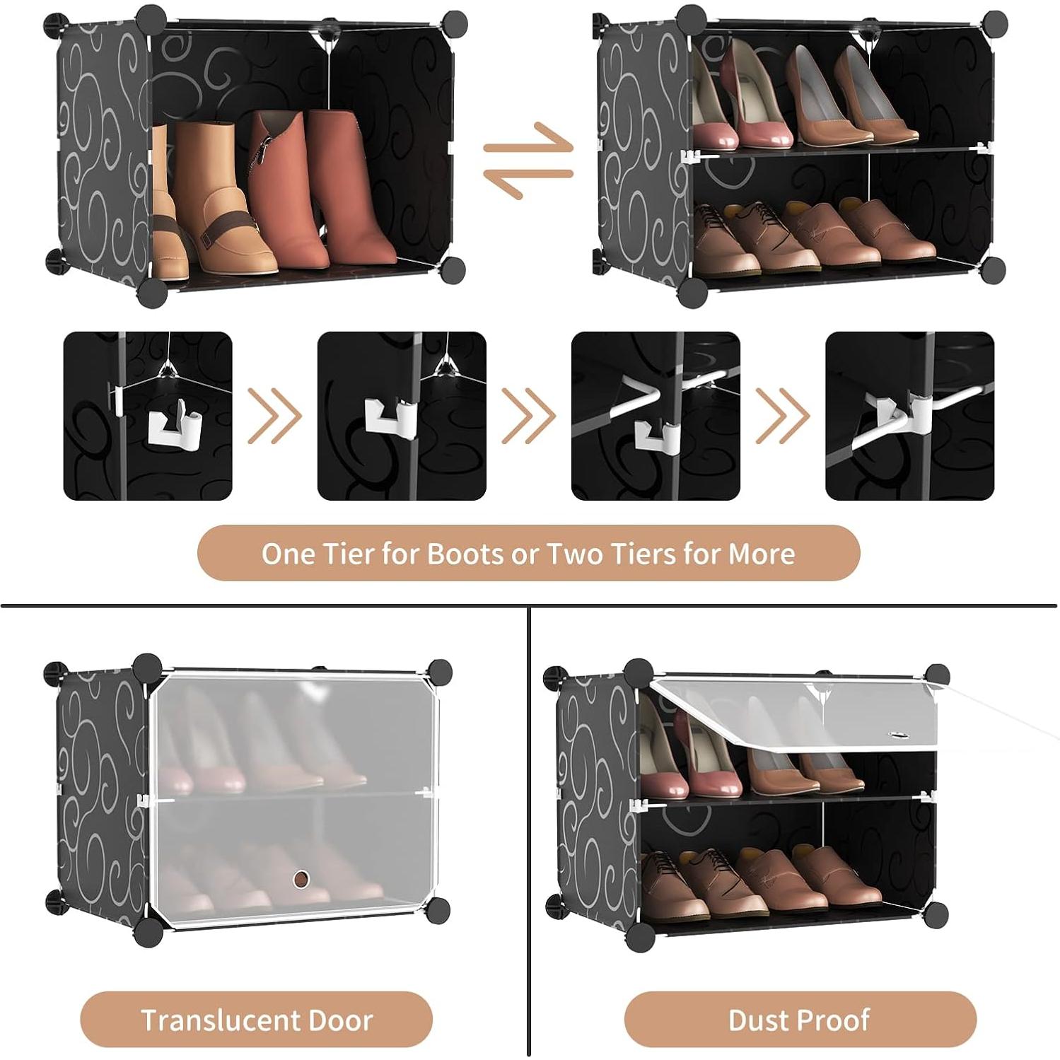 Organizador de Zapatos ROJASOP 6 Niveles para 24 Pares Negro