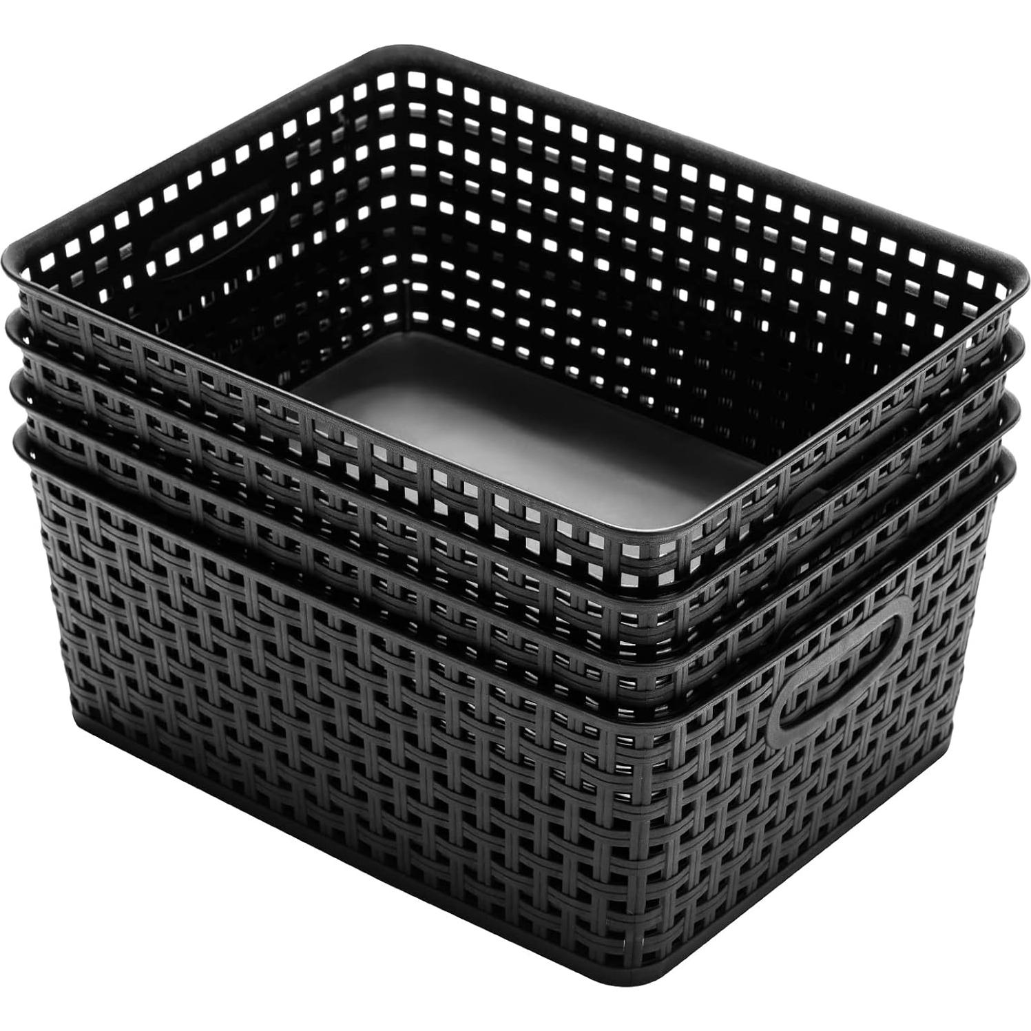 Cestas de Almacenamiento de Plástico Esliter 29x22x11 cm - Paquete de 4