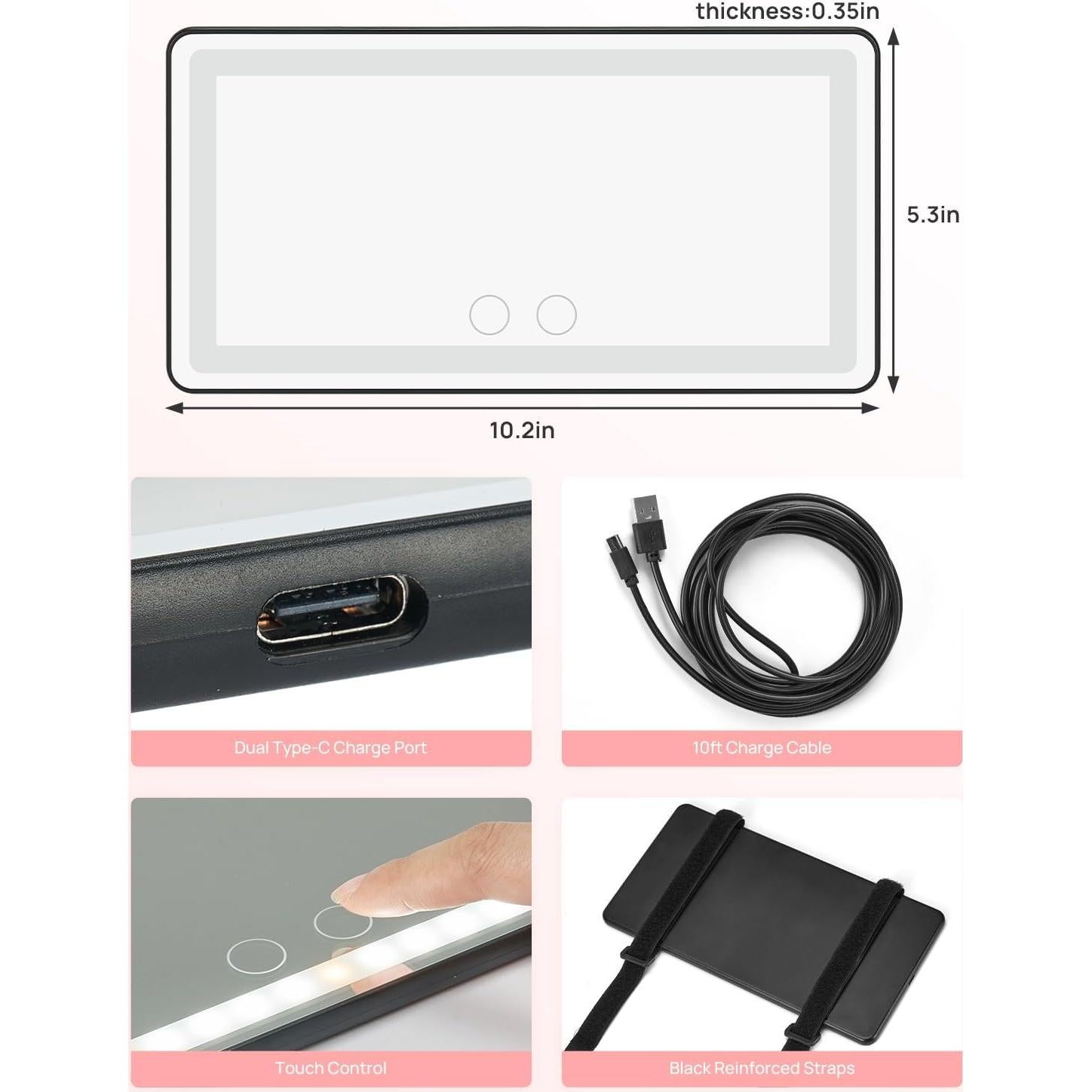 Espejo de Vanidad JOYTUTUS para Coche con Luces LED Regulables