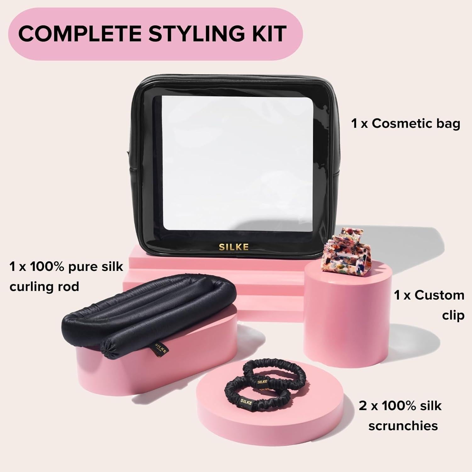 Rulos de Pelo Sin Calor SILKE - Set de Seda Negra 26x24cm